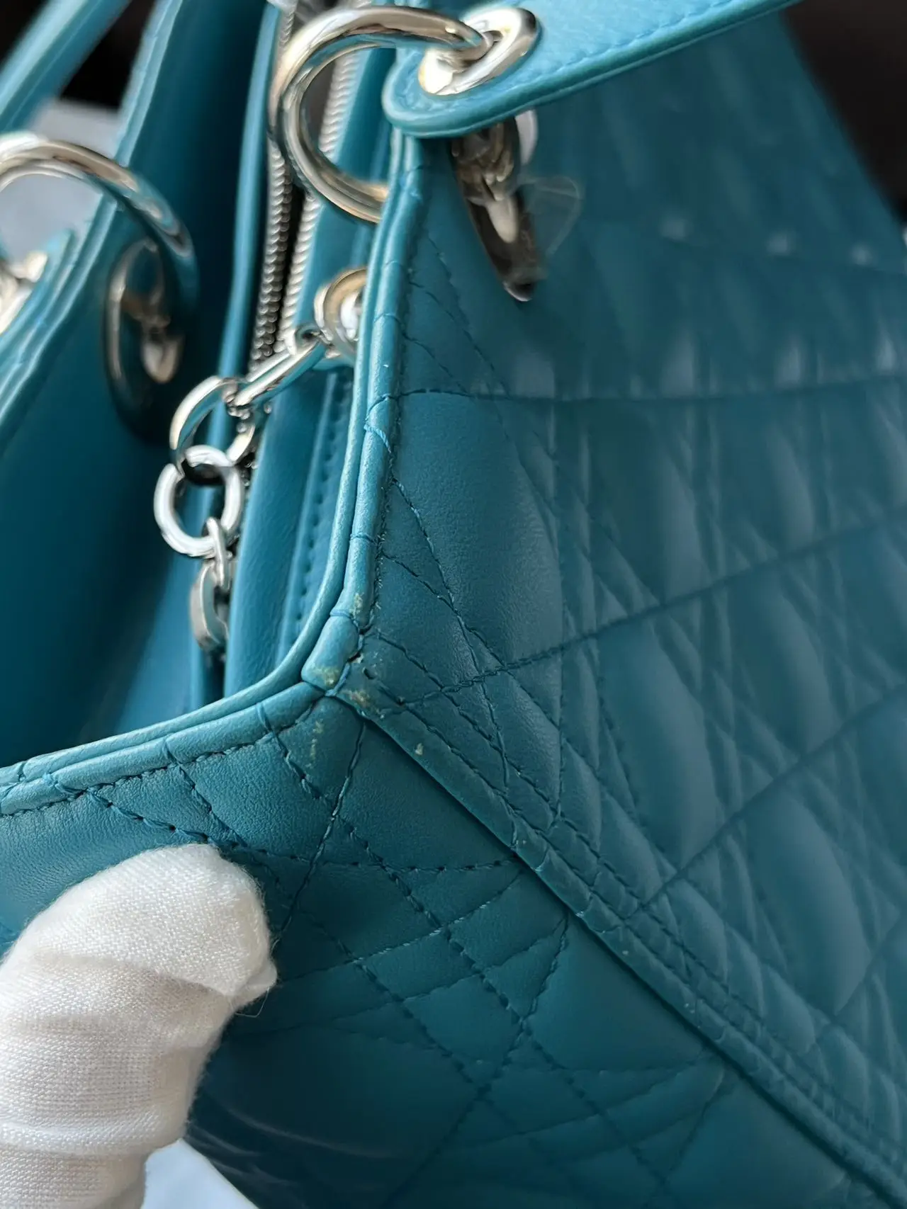 DIOR Large Lady Dior Lady Bag Blue Lambskin Bag DIOR Large Lady Dior Lady Bag Blue Lambskin Bag