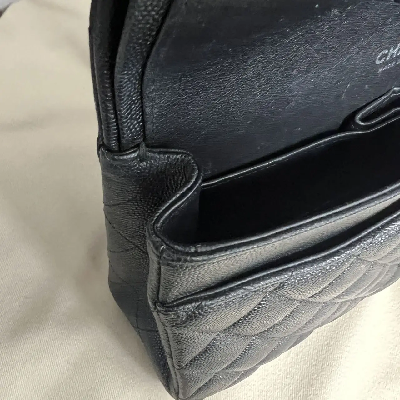 CHANEL Classic Flap Bag Black Medium Caviar Leather CHANEL Classic Flap Bag Black Medium Caviar Leather