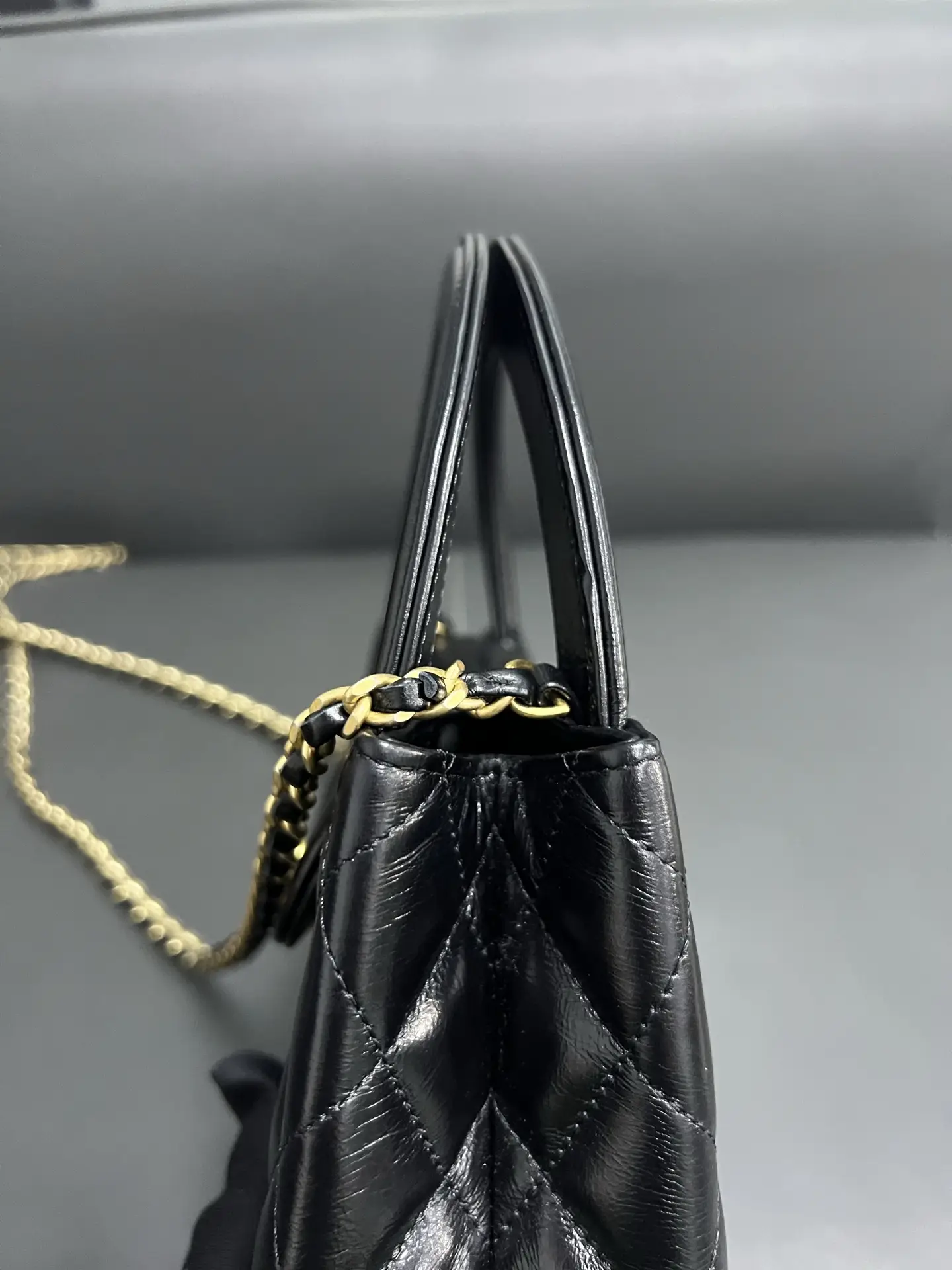 CHANEL Black Quilted Aged Calfskin Nano Kelly Bag Brushed Gold Hardware CHANEL Black Quilted Aged Calfskin Nano Kelly Bag Brushed Gold Hardware