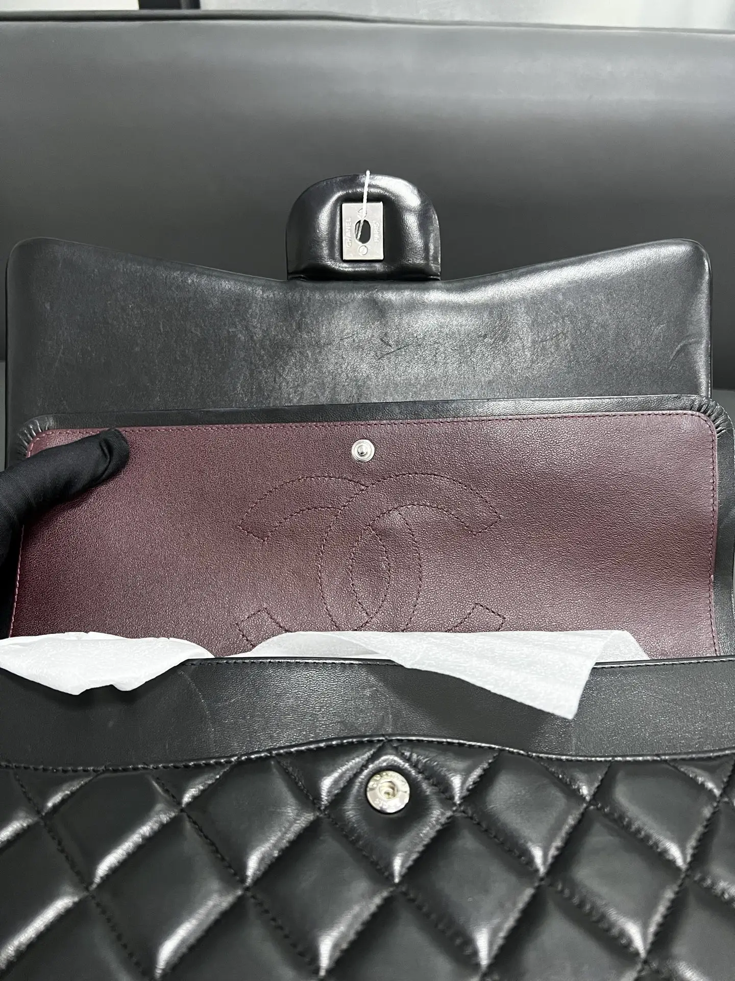 CHANEL Maxi Classic Flap Handbag Black Lambskin CHANEL Maxi Classic Flap Handbag Black Lambskin