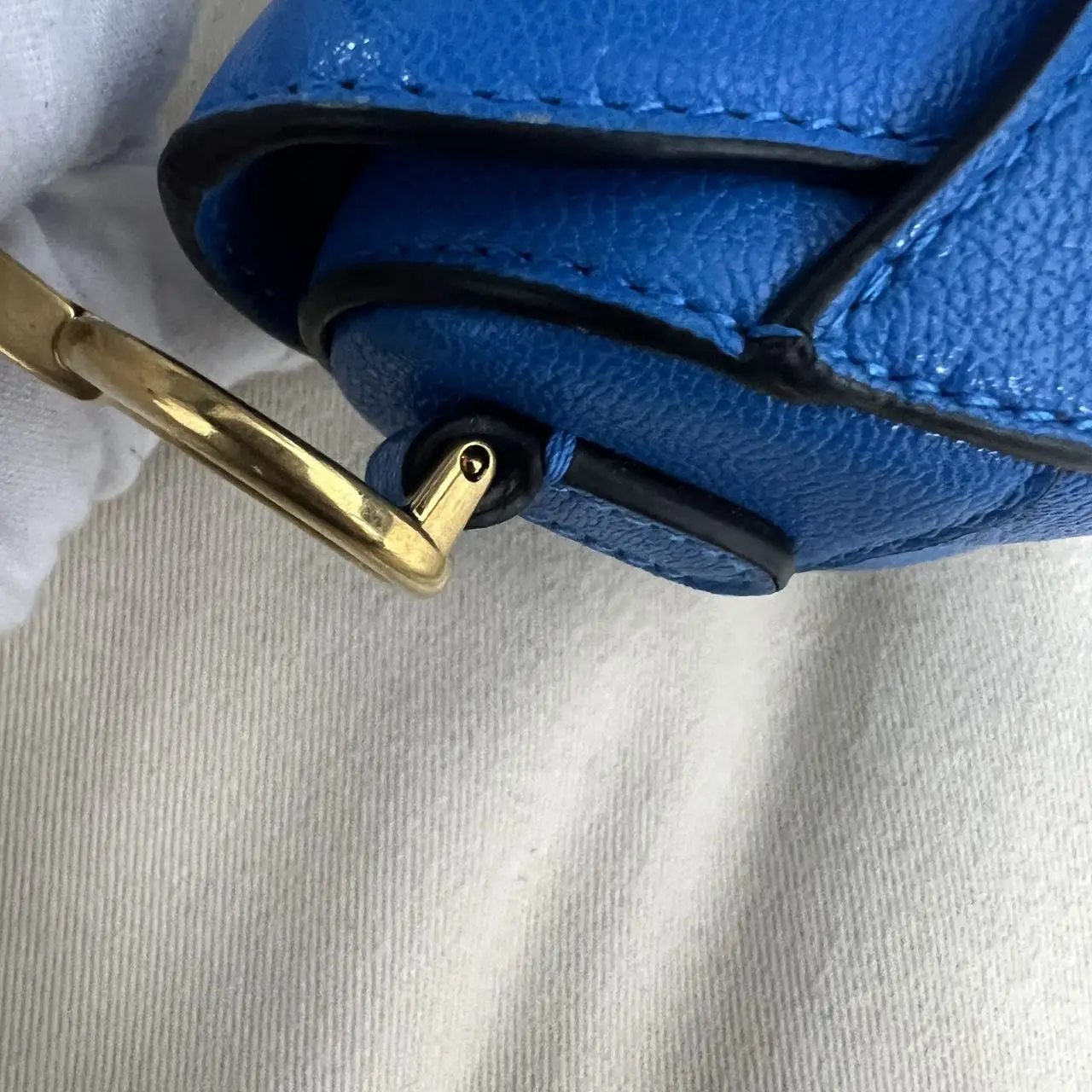 DIOR Mini Saddle Bag with Strap Blue Grained Calfskin DIOR Mini Saddle Bag with Strap Blue Grained Calfskin