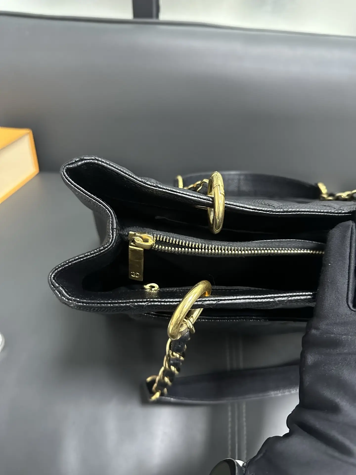 CHANEL Grand Shopping Tote in Black Caviar Leather CHANEL Grand Shopping Tote in Black Caviar Leather