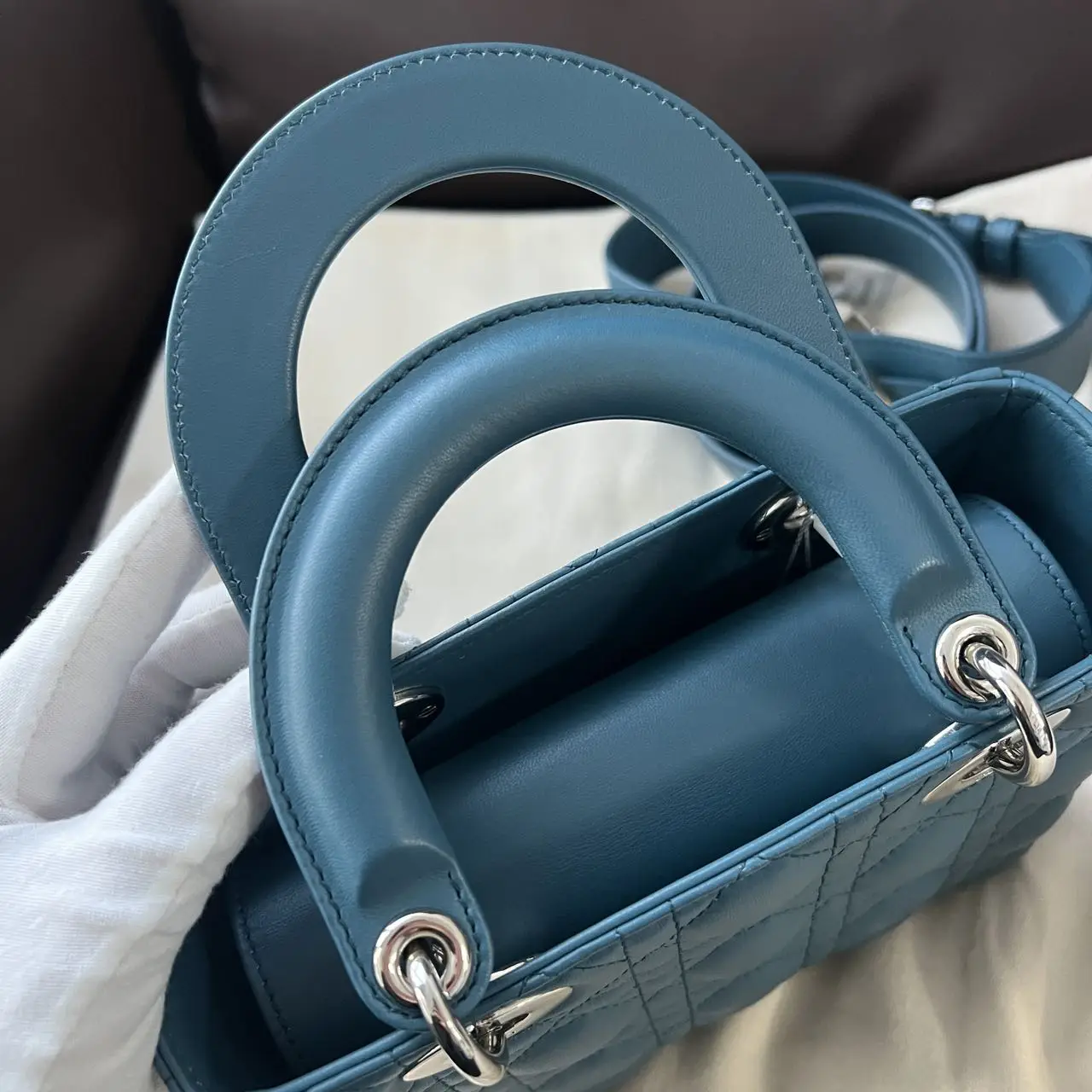 DIOR Small Lady Dior Bag Blue Lambskin DIOR Small Lady Dior Bag Blue Lambskin