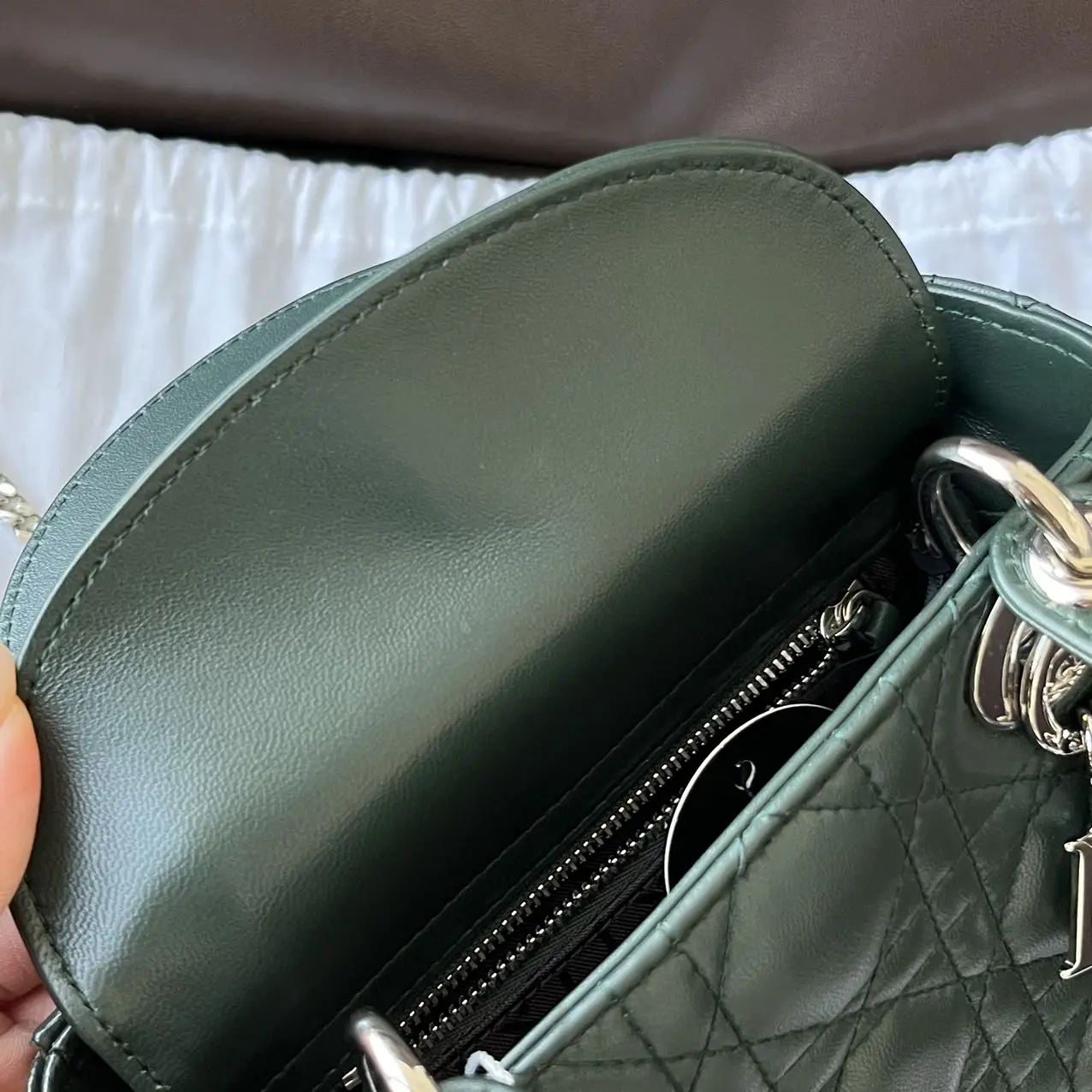 DIOR Mini Lady Dior Bag Forest Green Lambskin DIOR Mini Lady Dior Bag Forest Green Lambskin