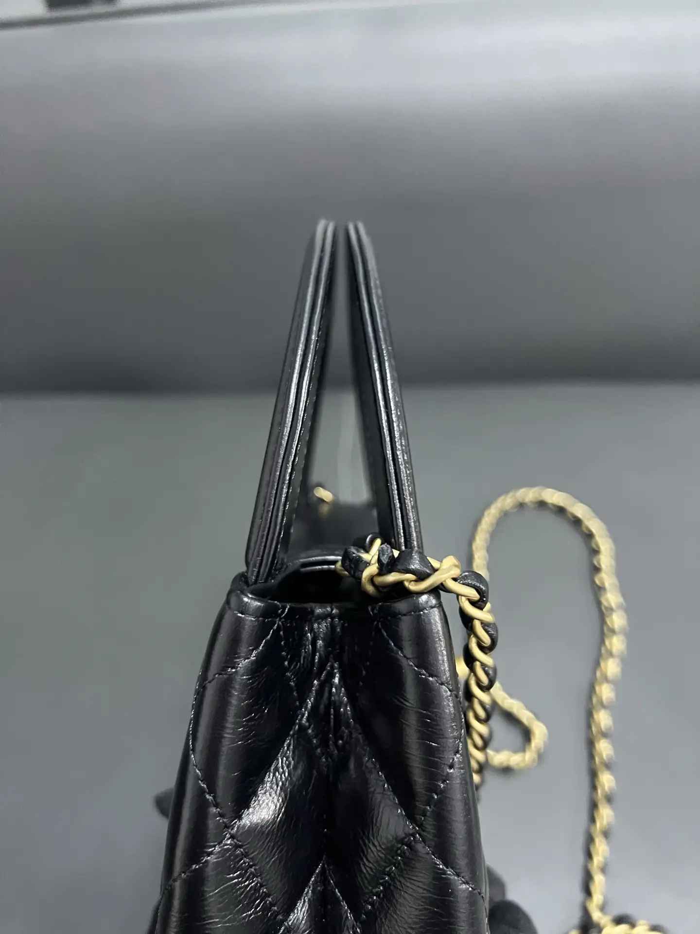 CHANEL Black Quilted Aged Calfskin Nano Kelly Bag Brushed Gold Hardware CHANEL Black Quilted Aged Calfskin Nano Kelly Bag Brushed Gold Hardware