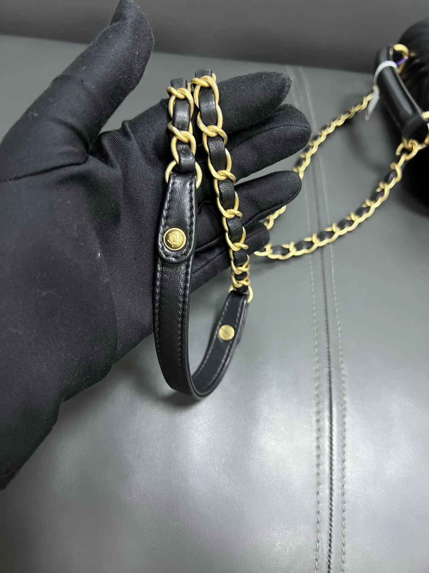 CHANEL Reversed Black Chevron Round Flap Bag CHANEL Reversed Black Chevron Round Flap Bag