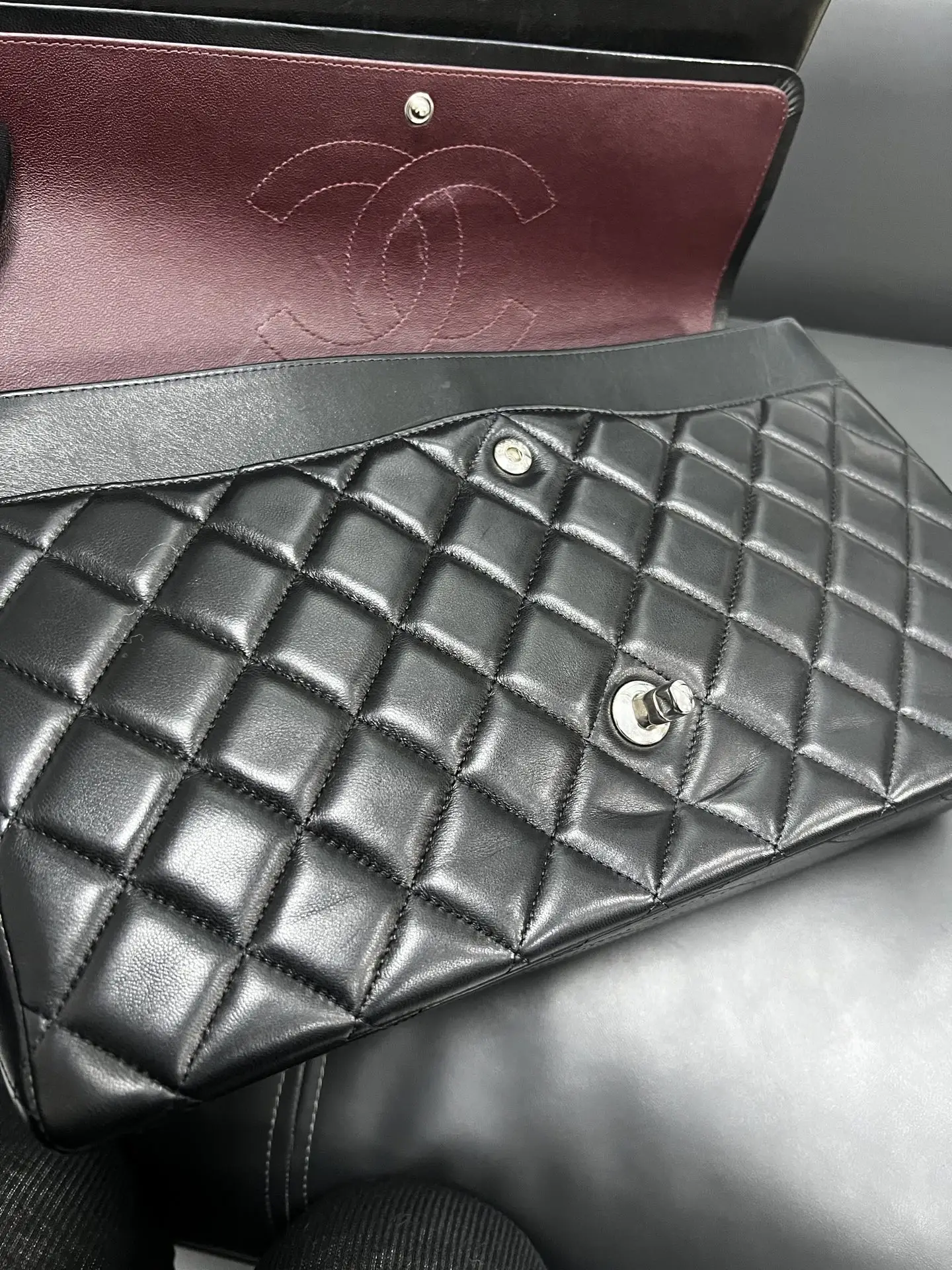 CHANEL Maxi Classic Flap Handbag Black Lambskin CHANEL Maxi Classic Flap Handbag Black Lambskin