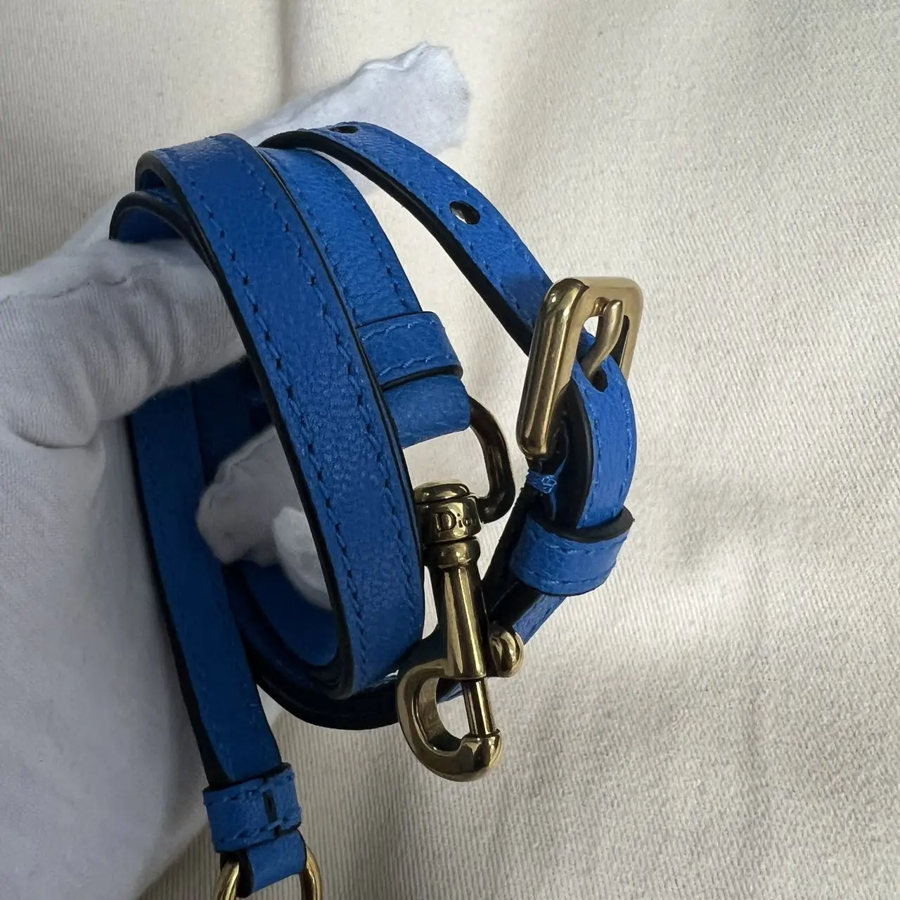 DIOR Mini Saddle Bag with Strap Blue Grained Calfskin DIOR Mini Saddle Bag with Strap Blue Grained Calfskin