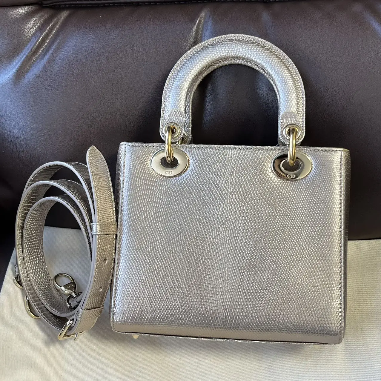 DIOR Small Lady Dior Bag Lizard Leather Gold DIOR Small Lady Dior Bag Lizard Leather Gold