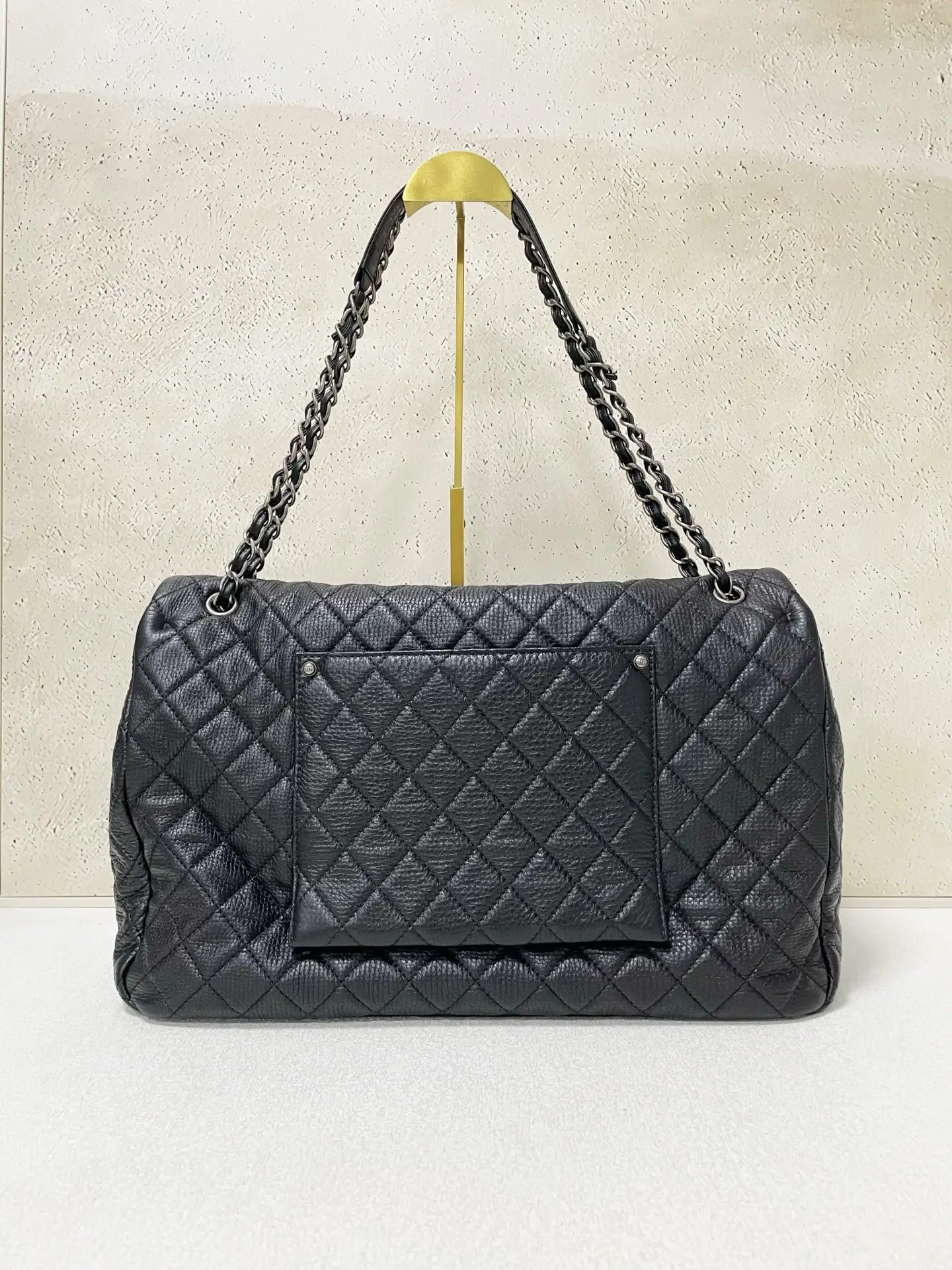 Chanel Black Calfskin Quilted XXL Travel Flap Bag New With Receipt Chanel Black Calfskin Quilted XXL Travel Flap Bag New With Receipt