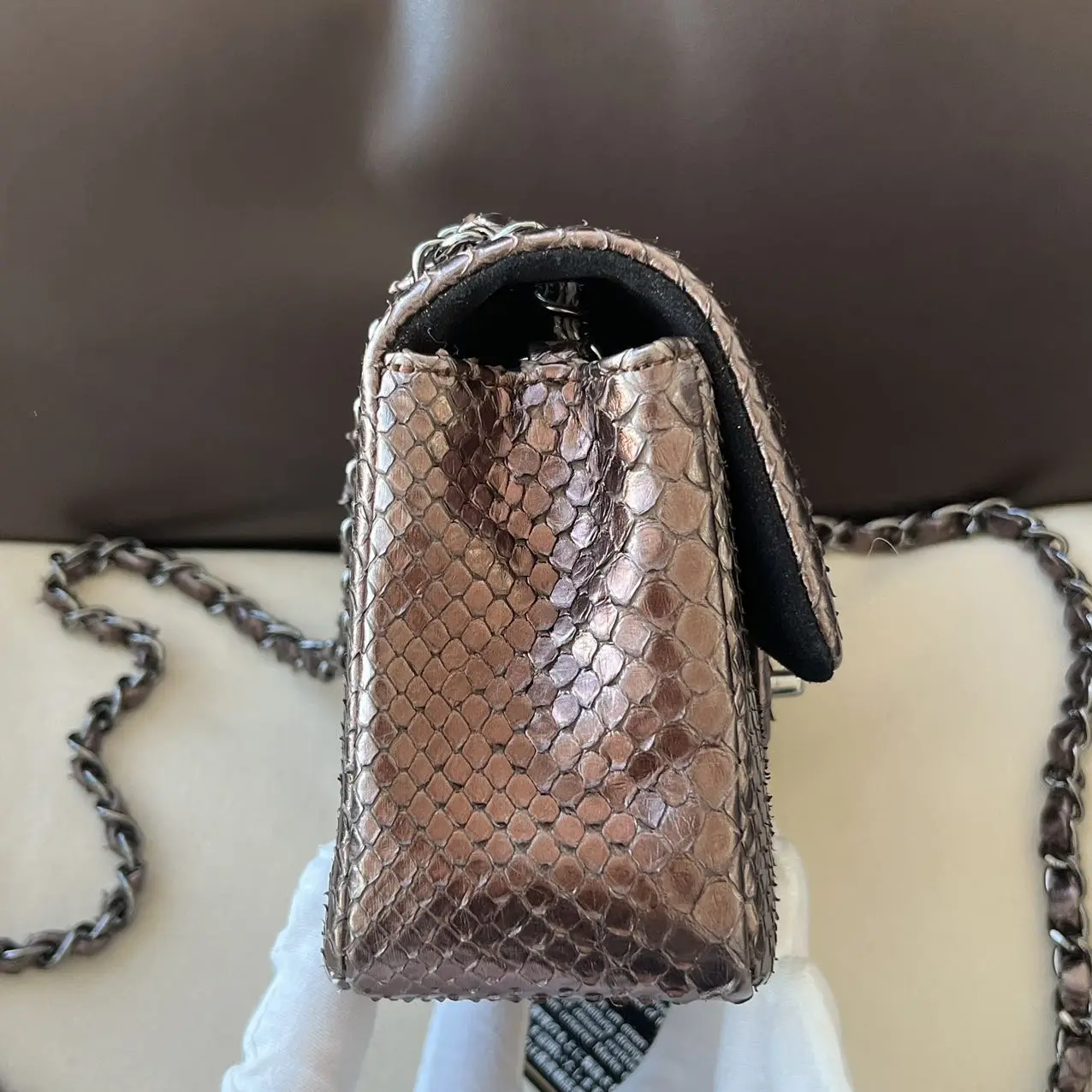 CHANEL Mini Rectangular Classic Flap Bag Python Leather Limited Version CHANEL Mini Rectangular Classic Flap Bag Python Leather Limited Version