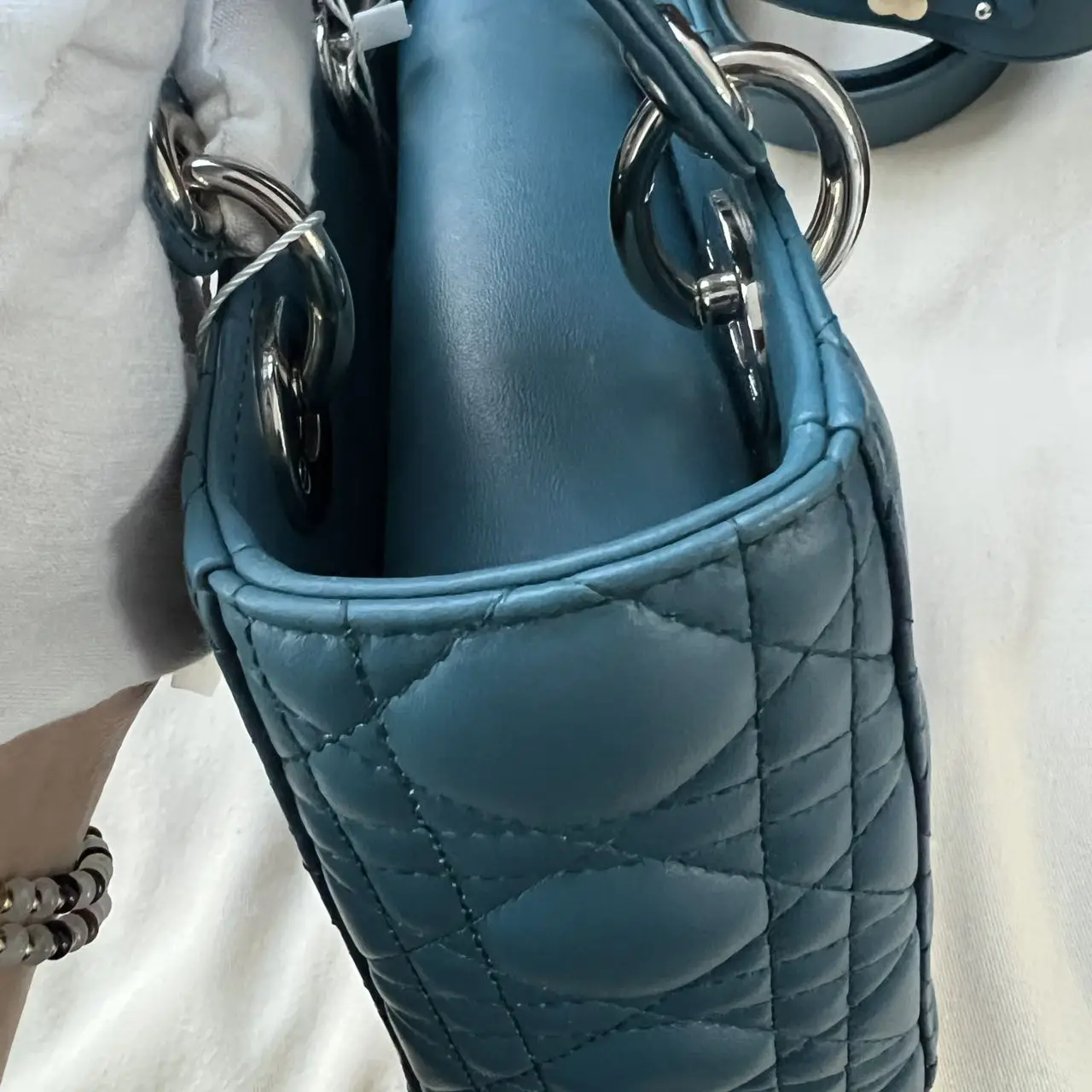 DIOR Small Lady Dior Bag Blue Lambskin DIOR Small Lady Dior Bag Blue Lambskin