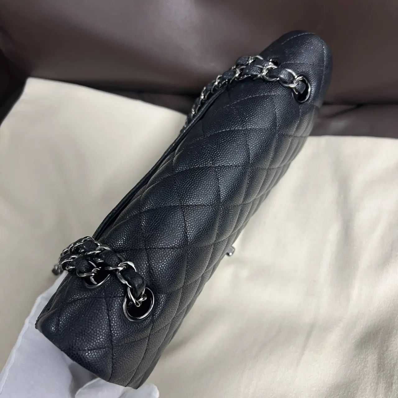 CHANEL Classic Flap Bag Black Medium Caviar Leather CHANEL Classic Flap Bag Black Medium Caviar Leather