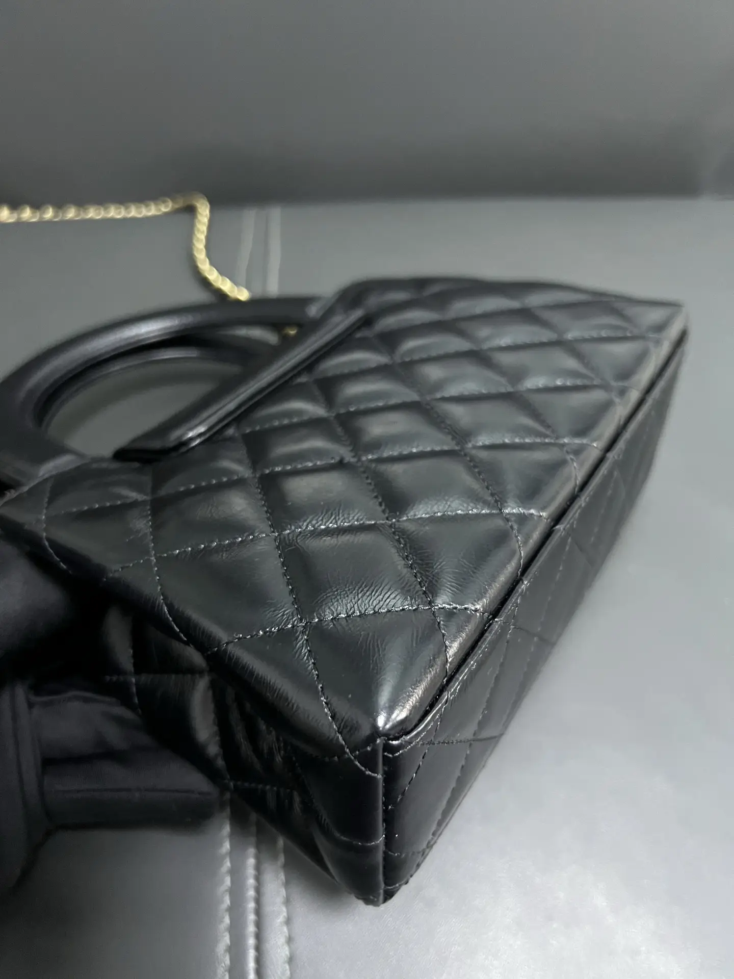 CHANEL Black Quilted Aged Calfskin Nano Kelly Bag Brushed Gold Hardware CHANEL Black Quilted Aged Calfskin Nano Kelly Bag Brushed Gold Hardware