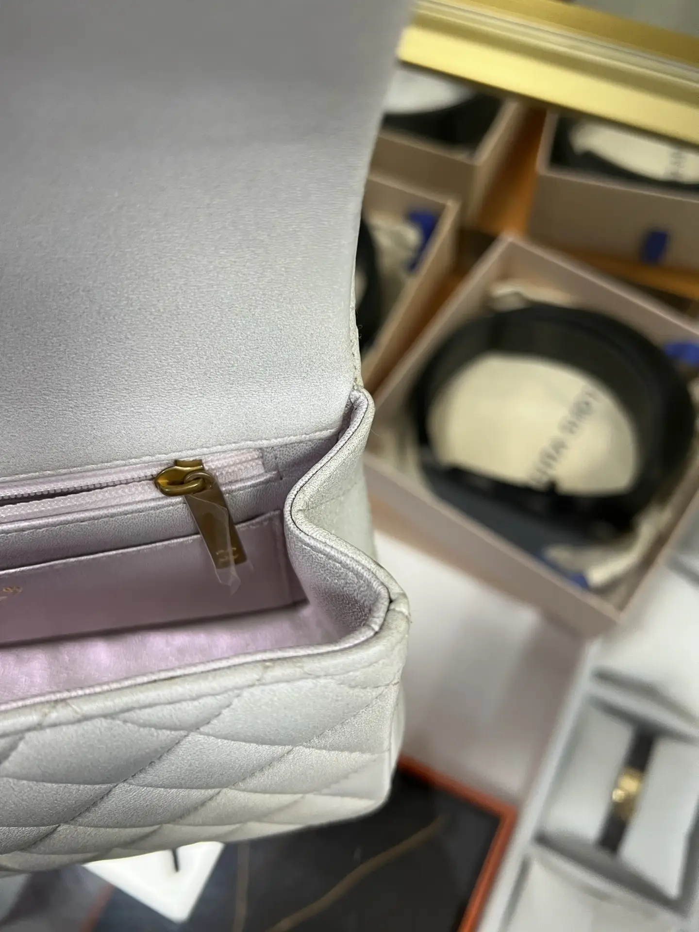 Chanel Mini Rectangular Classic Top Handle Flap Bag White Lambskin Chanel Mini Rectangular Classic Top Handle Flap Bag White Lambskin