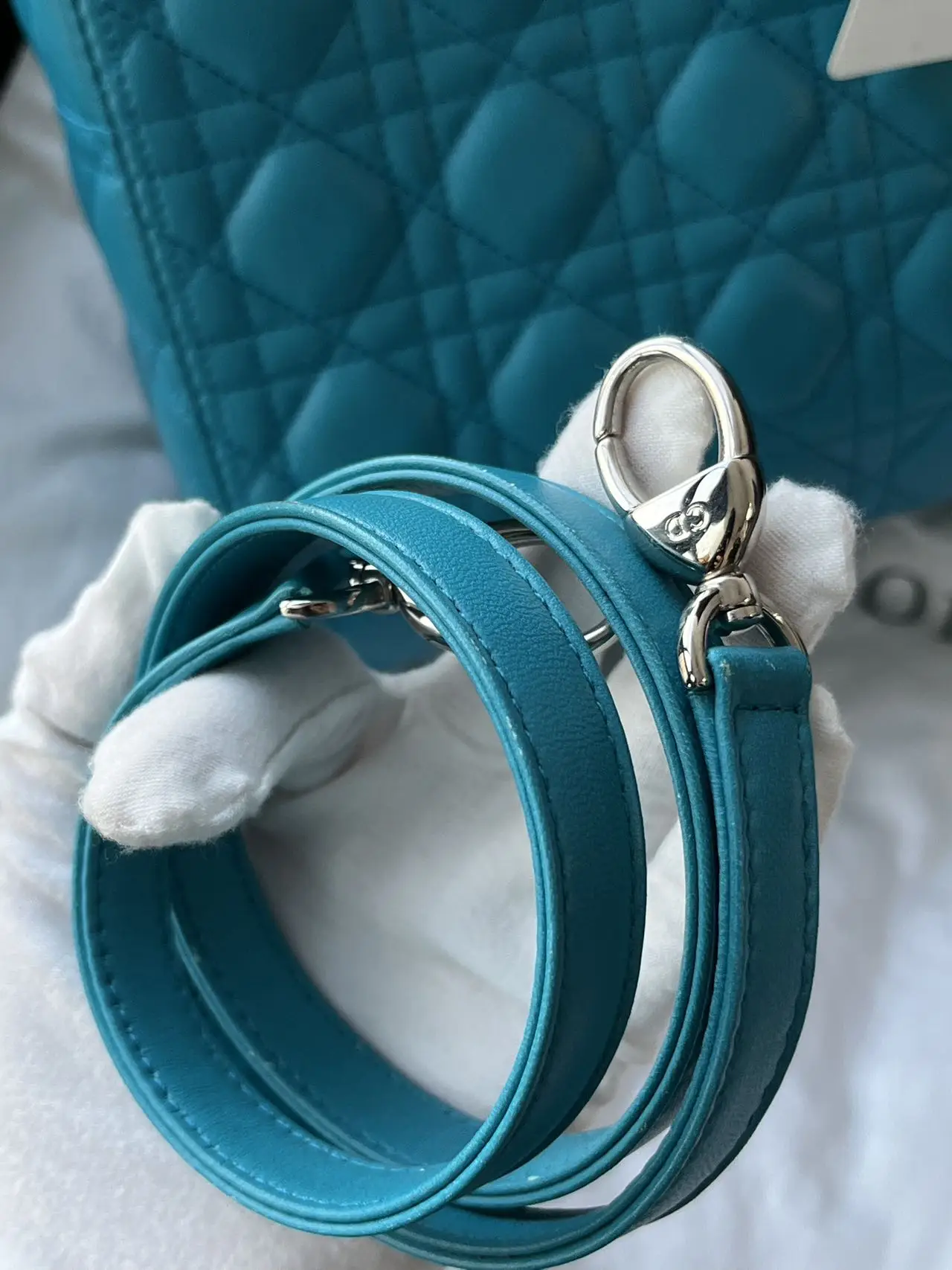 DIOR Large Lady Dior Lady Bag Blue Lambskin Bag DIOR Large Lady Dior Lady Bag Blue Lambskin Bag
