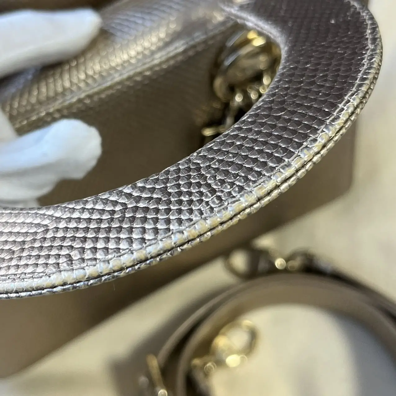 DIOR Small Lady Dior Bag Lizard Leather Gold DIOR Small Lady Dior Bag Lizard Leather Gold