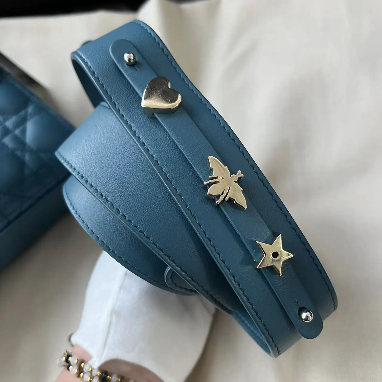 DIOR Small Lady Dior Bag Blue Lambskin DIOR Small Lady Dior Bag Blue Lambskin