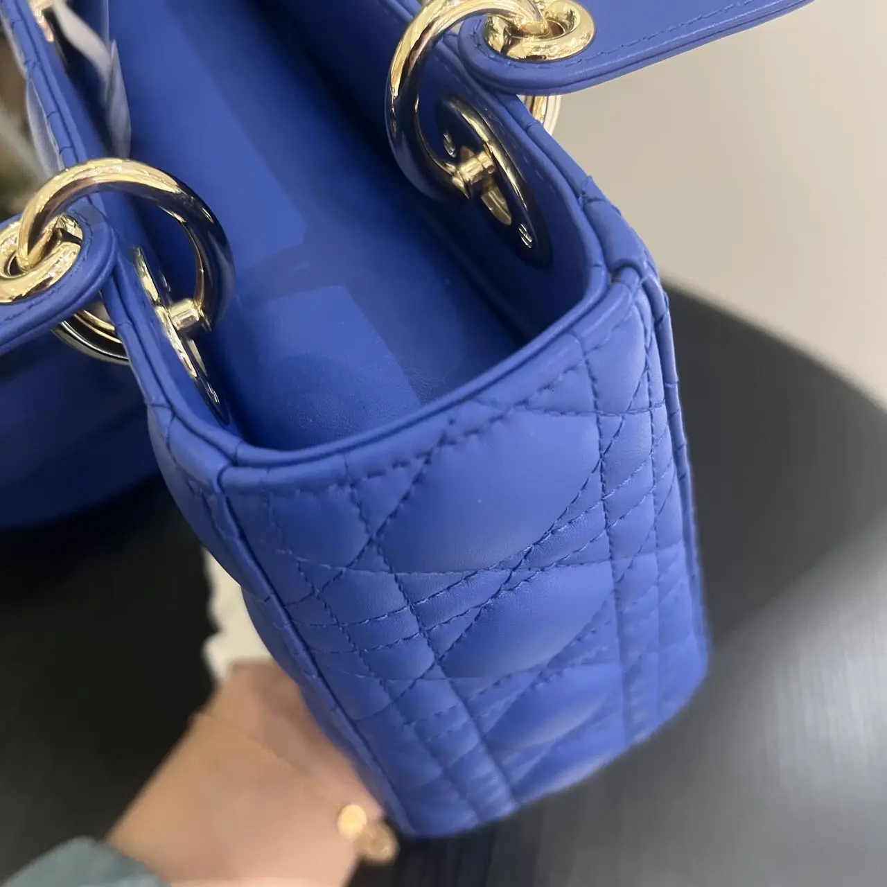 DIOR Small Lady Dior Bag Blue Lambskin DIOR Small Lady Dior Bag Blue Lambskin