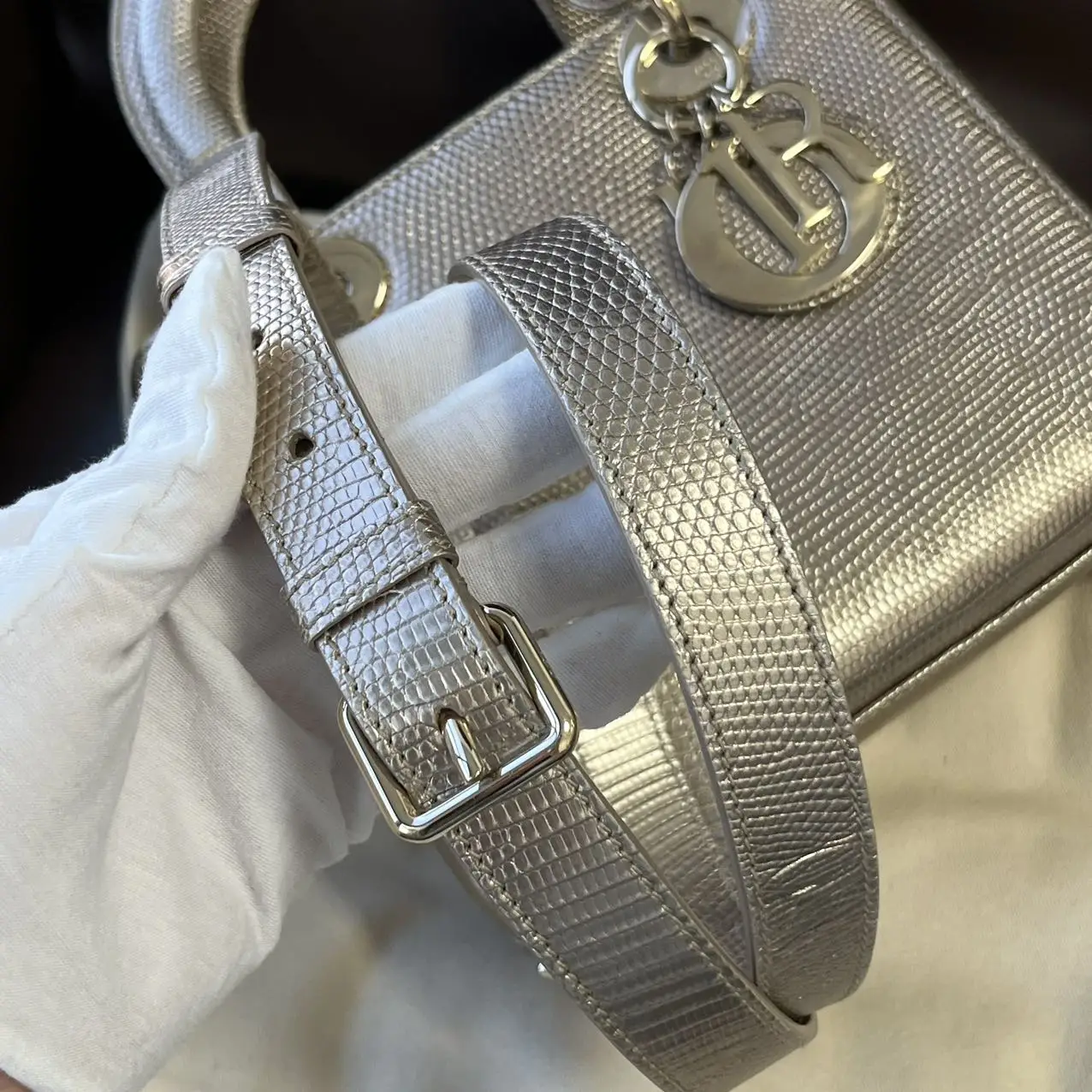 DIOR Small Lady Dior Bag Lizard Leather Gold DIOR Small Lady Dior Bag Lizard Leather Gold