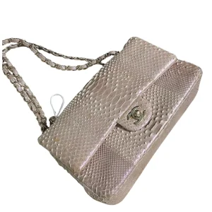 CHANEL Classic Flap Bag Beige Medium Python Leather Limited Version