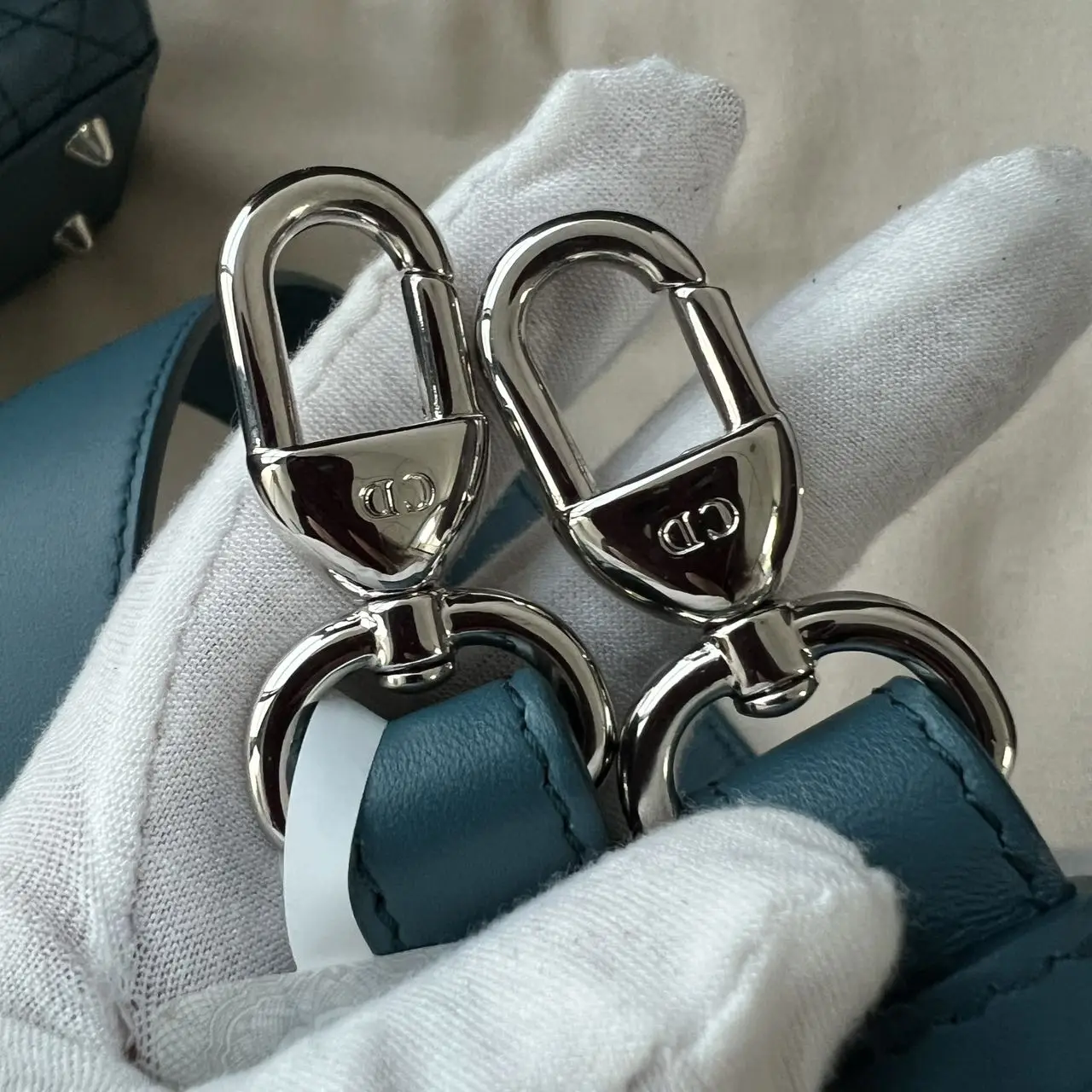 DIOR Small Lady Dior Bag Blue Lambskin DIOR Small Lady Dior Bag Blue Lambskin