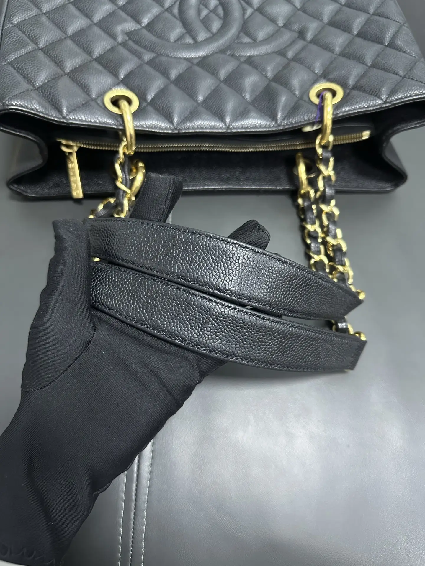 CHANEL Grand Shopping Tote in Black Caviar Leather CHANEL Grand Shopping Tote in Black Caviar Leather
