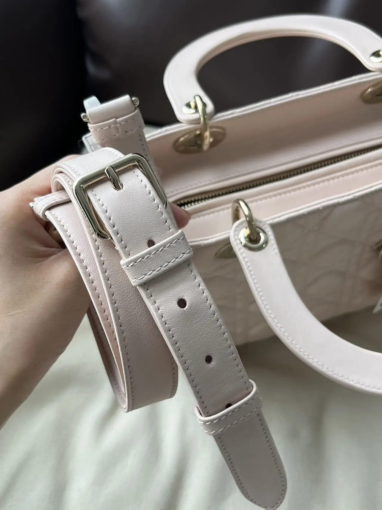 DIOR Pink Lambskin Medium Lady Dior Bag DIOR Pink Lambskin Medium Lady Dior Bag