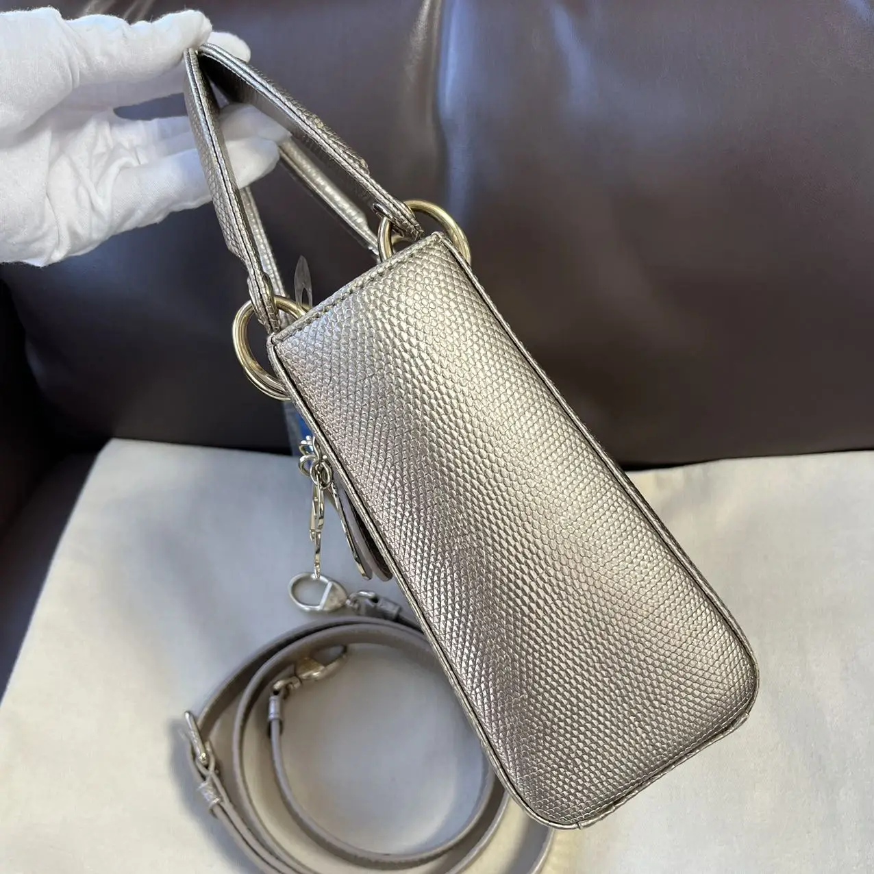 DIOR Small Lady Dior Bag Lizard Leather Gold DIOR Small Lady Dior Bag Lizard Leather Gold