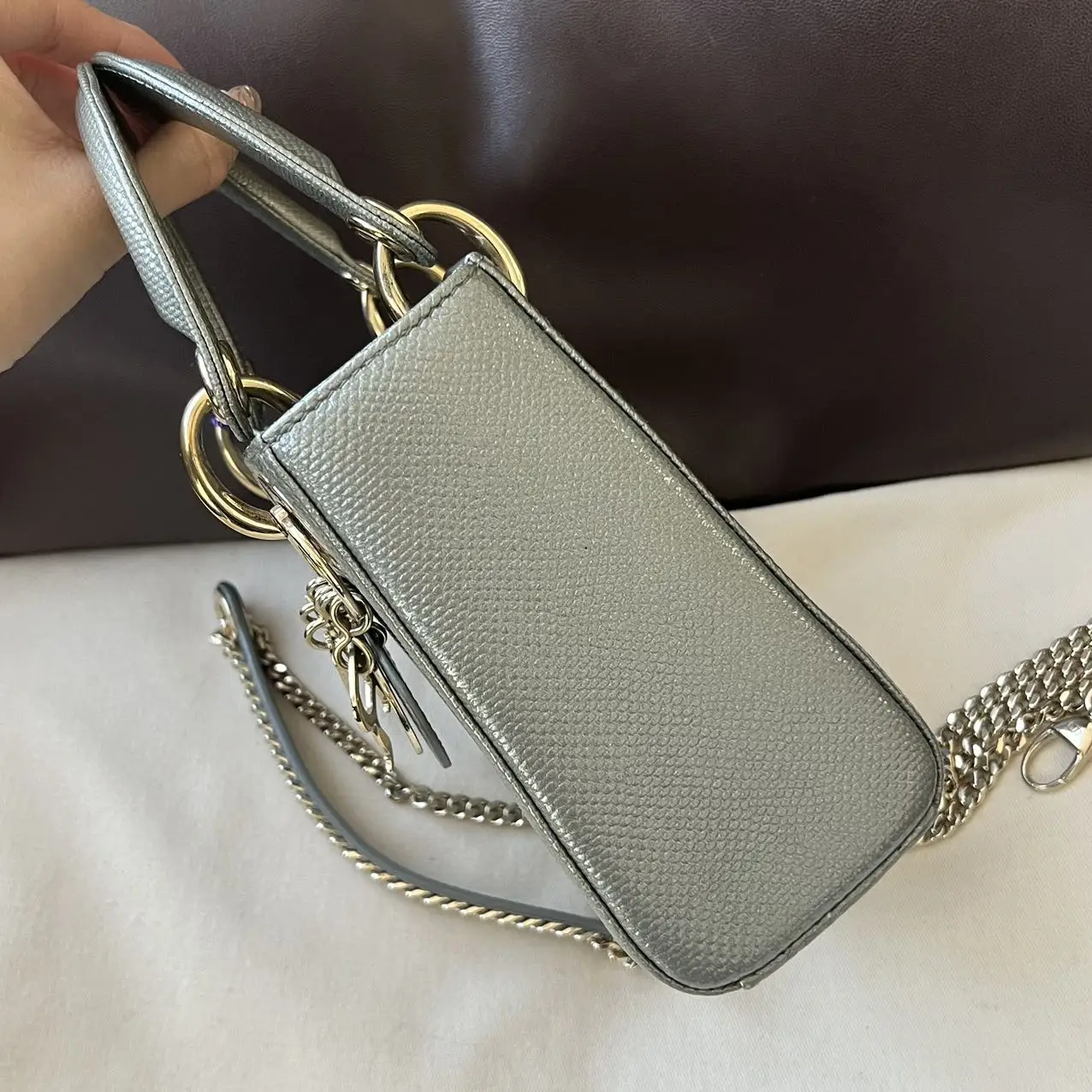 Dior Metallic Multicolor Karung Mini Lady Dior Tote Dior Metallic Multicolor Karung Mini Lady Dior Tote