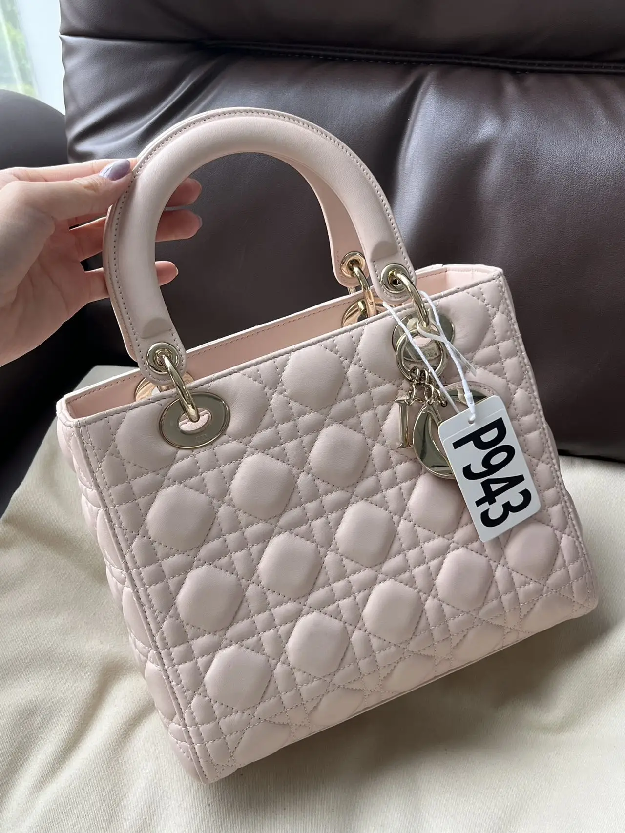 DIOR Pink Lambskin Medium Lady Dior Bag DIOR Pink Lambskin Medium Lady Dior Bag