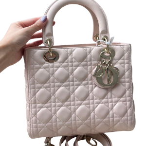 DIOR Pink Lambskin Medium Lady Dior Bag