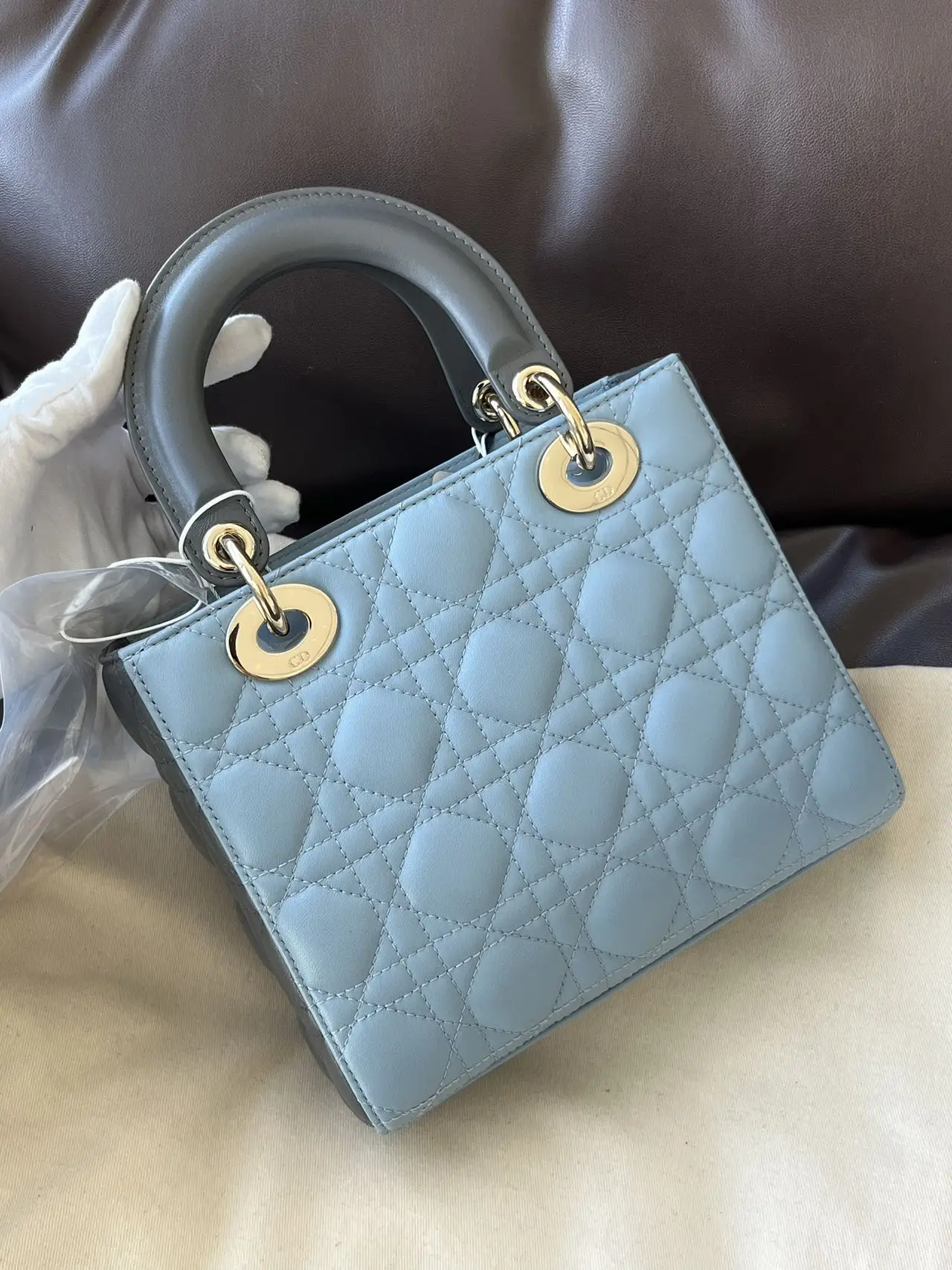 DIOR Small Lady Dior Bag Light Blue & Grey Lambskin DIOR Small Lady Dior Bag Light Blue & Grey Lambskin