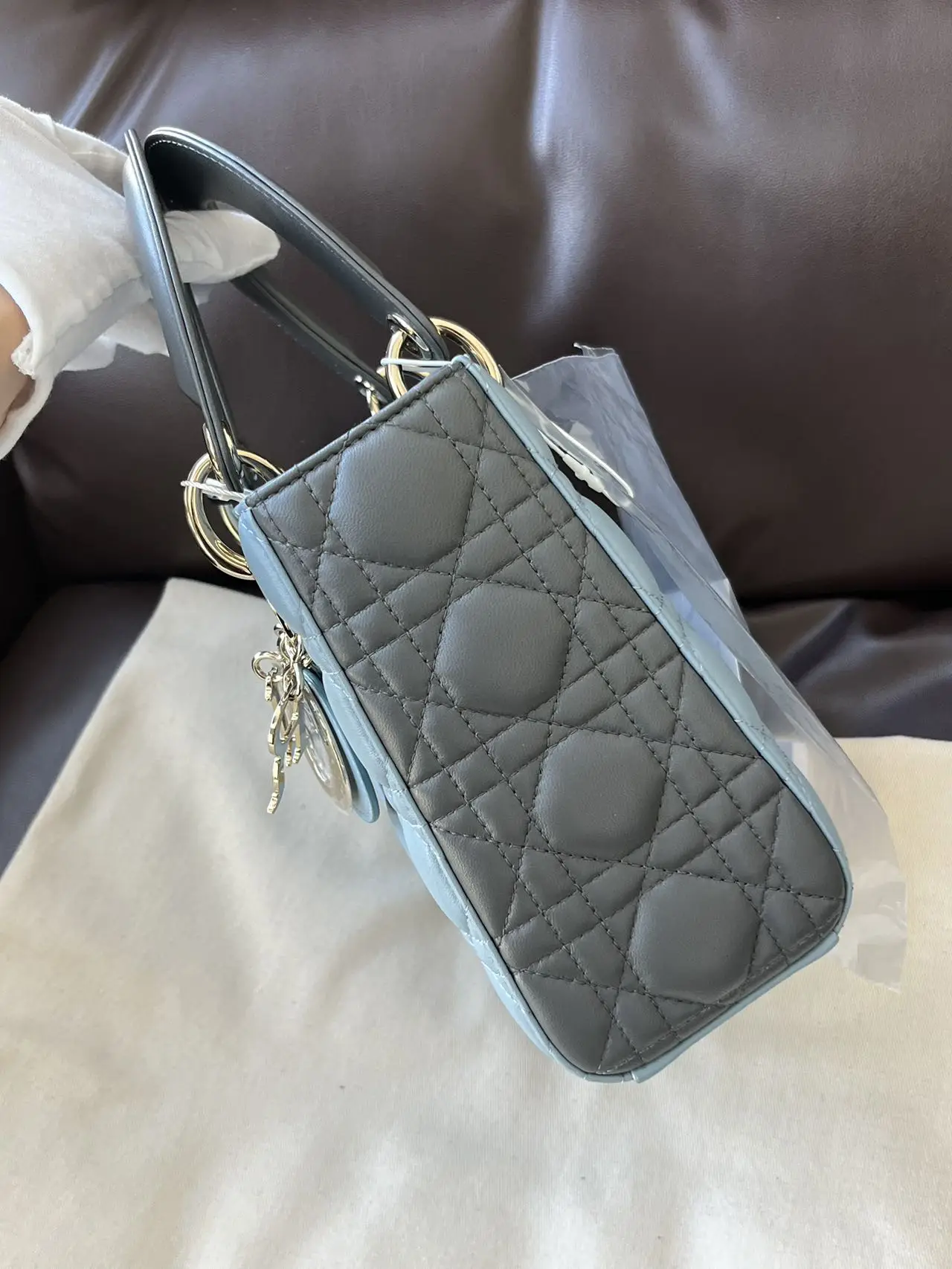 DIOR Small Lady Dior Bag Light Blue & Grey Lambskin DIOR Small Lady Dior Bag Light Blue & Grey Lambskin