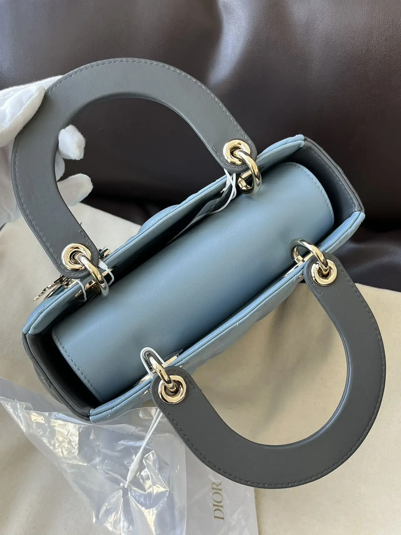 DIOR Small Lady Dior Bag Light Blue & Grey Lambskin DIOR Small Lady Dior Bag Light Blue & Grey Lambskin