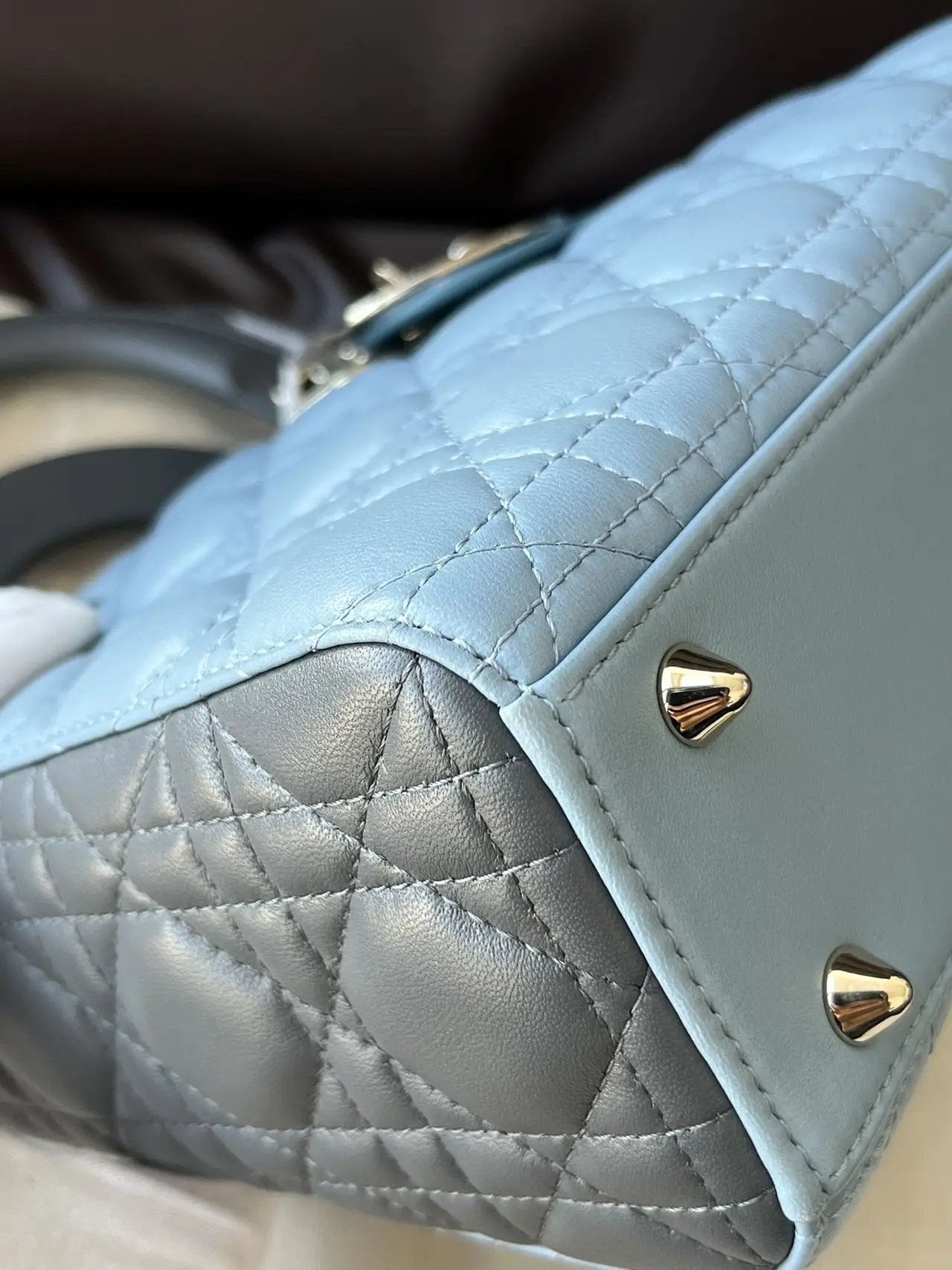 DIOR Small Lady Dior Bag Light Blue & Grey Lambskin DIOR Small Lady Dior Bag Light Blue & Grey Lambskin