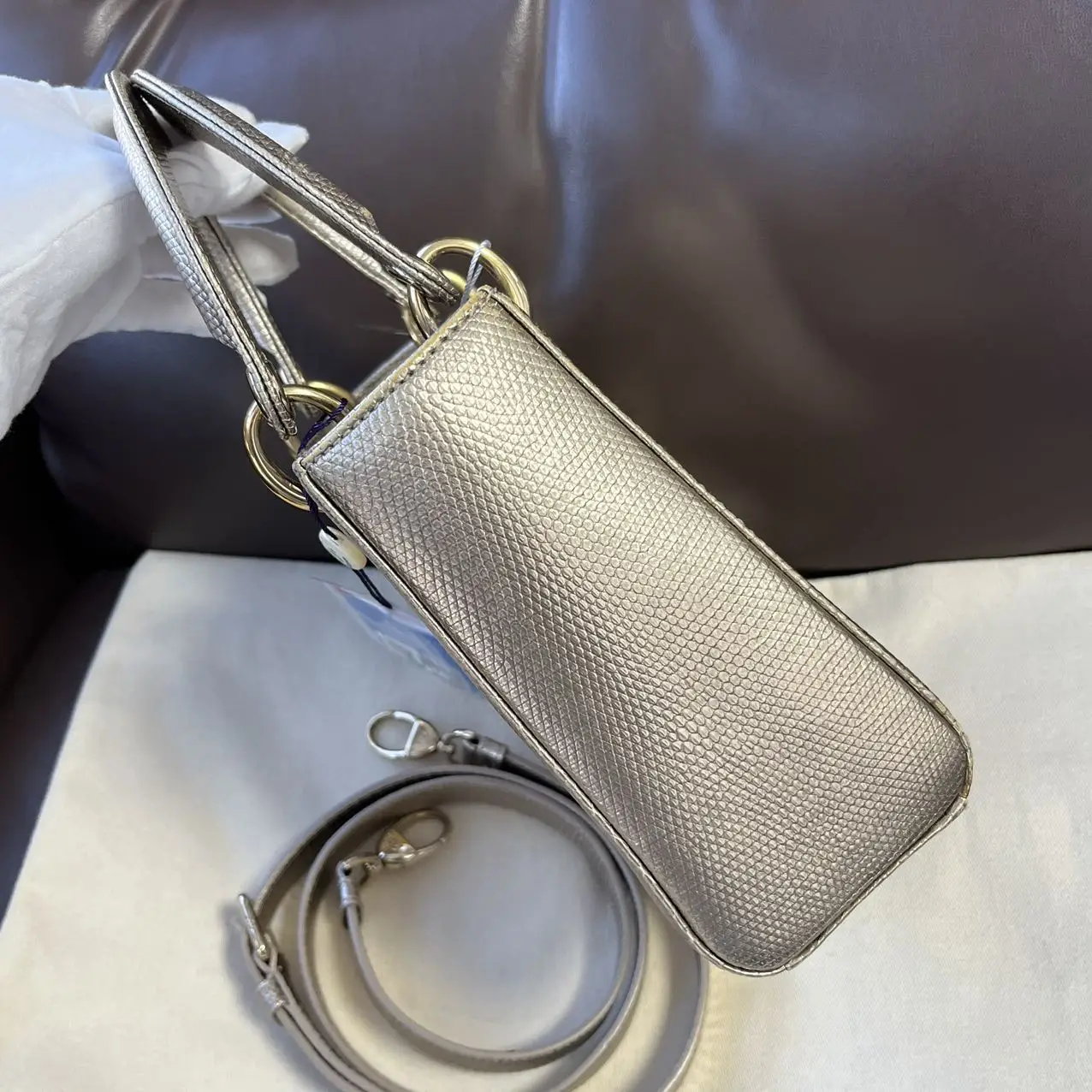 DIOR Small Lady Dior Bag Lizard Leather Gold DIOR Small Lady Dior Bag Lizard Leather Gold