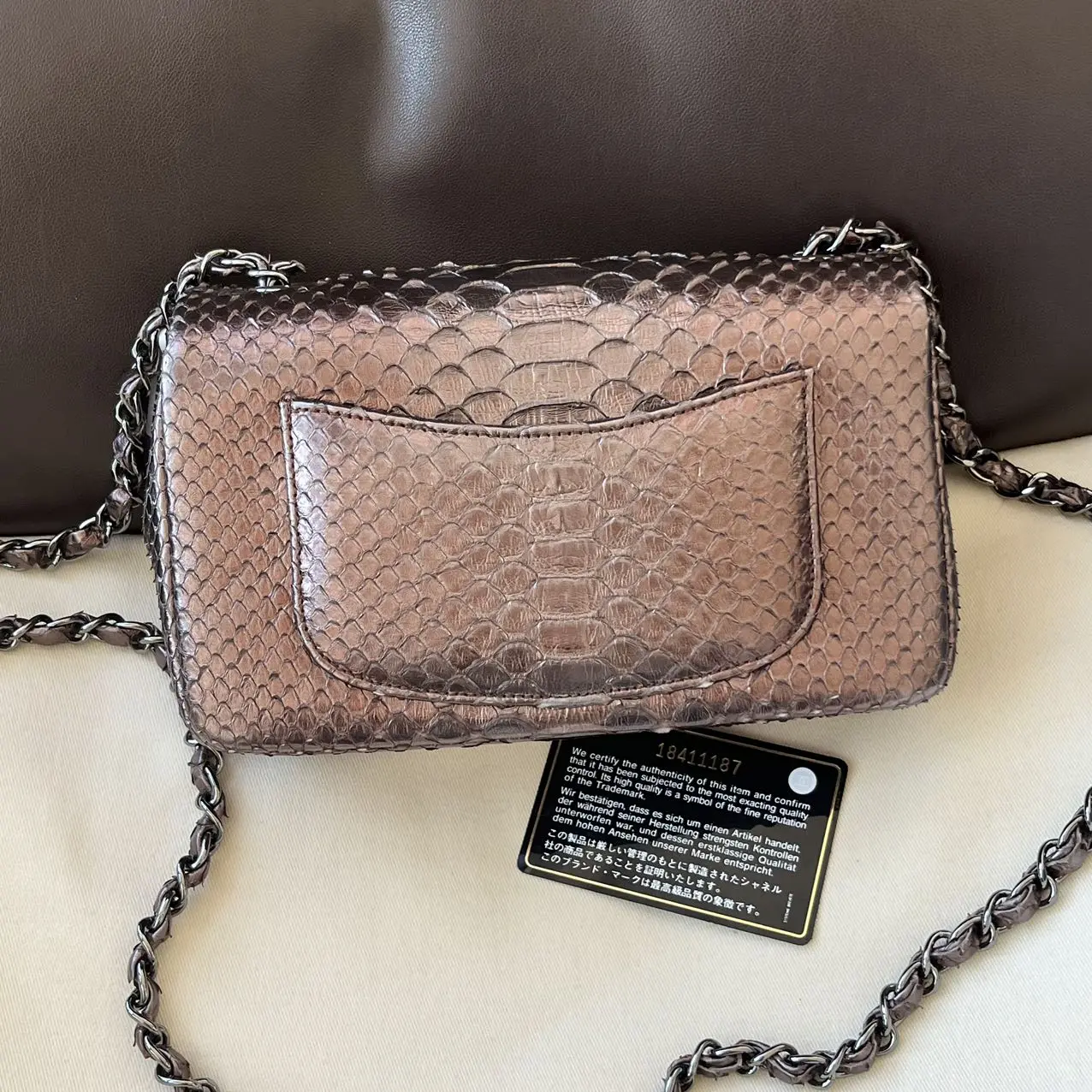 CHANEL Mini Rectangular Classic Flap Bag Python Leather Limited Version CHANEL Mini Rectangular Classic Flap Bag Python Leather Limited Version
