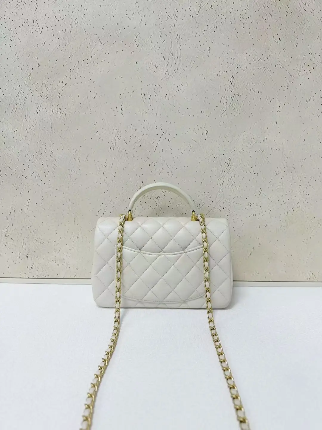 Chanel Mini Rectangular Classic Top Handle Flap Bag White Lambskin Chanel Mini Rectangular Classic Top Handle Flap Bag White Lambskin