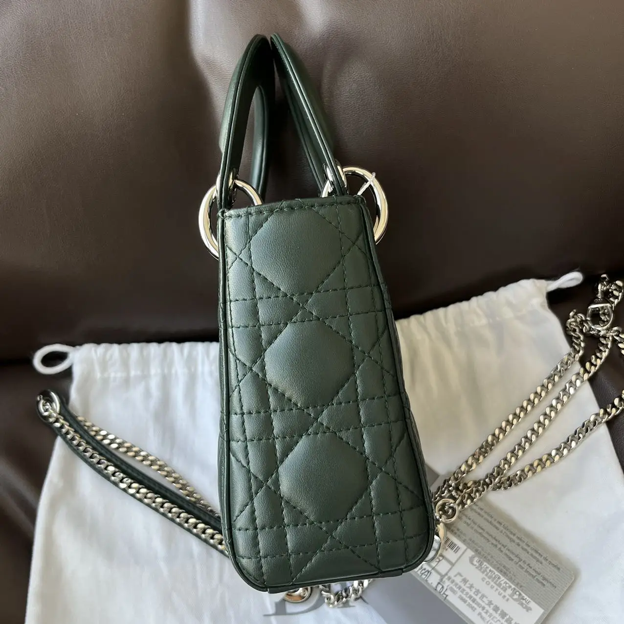 DIOR Mini Lady Dior Bag Forest Green Lambskin DIOR Mini Lady Dior Bag Forest Green Lambskin