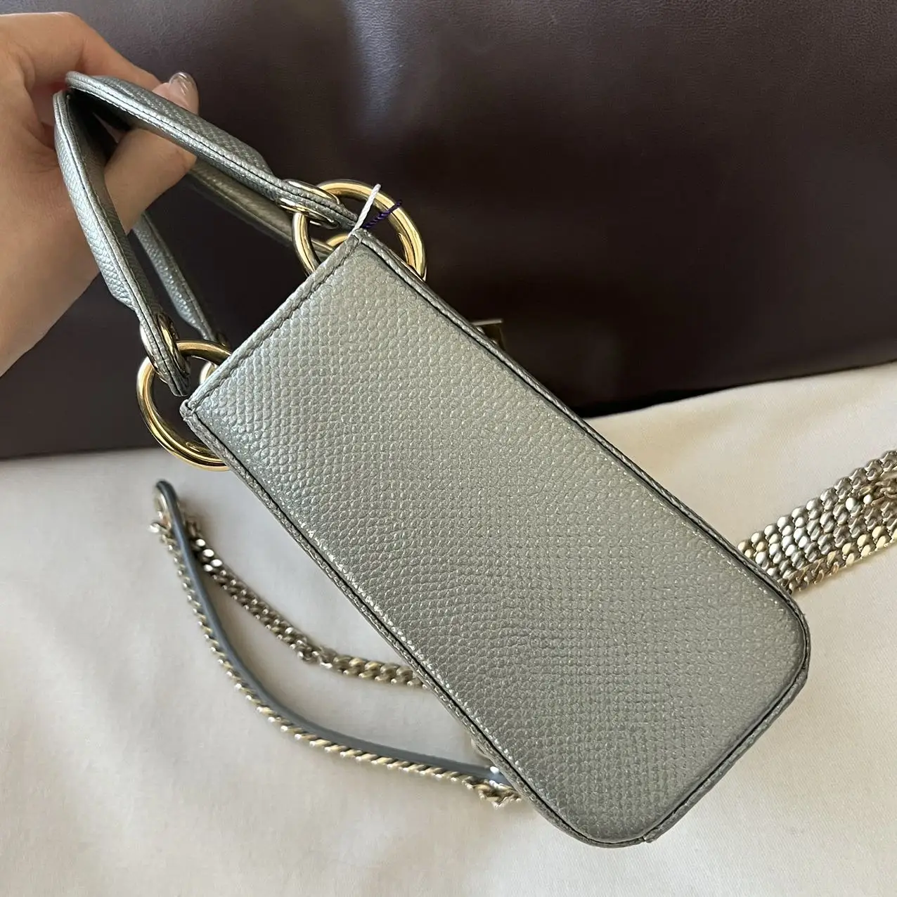 Dior Metallic Multicolor Karung Mini Lady Dior Tote Dior Metallic Multicolor Karung Mini Lady Dior Tote