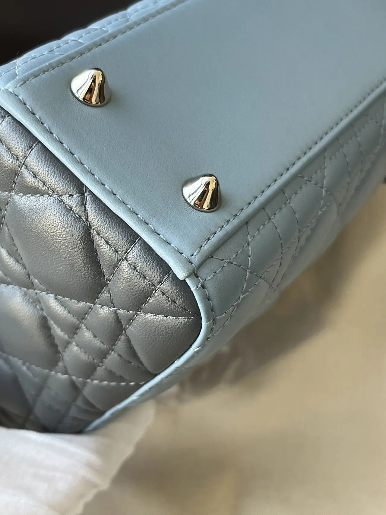 DIOR Small Lady Dior Bag Light Blue & Grey Lambskin DIOR Small Lady Dior Bag Light Blue & Grey Lambskin