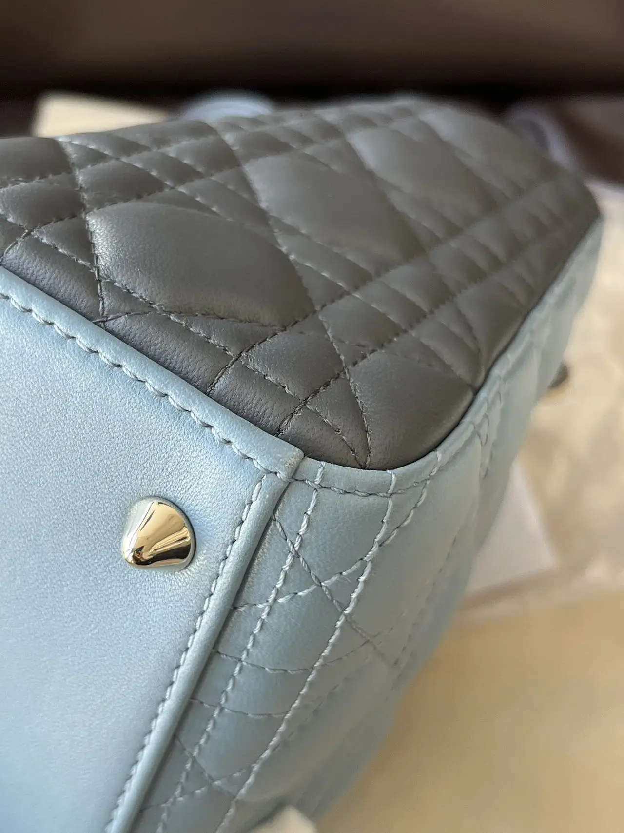 DIOR Small Lady Dior Bag Light Blue & Grey Lambskin DIOR Small Lady Dior Bag Light Blue & Grey Lambskin