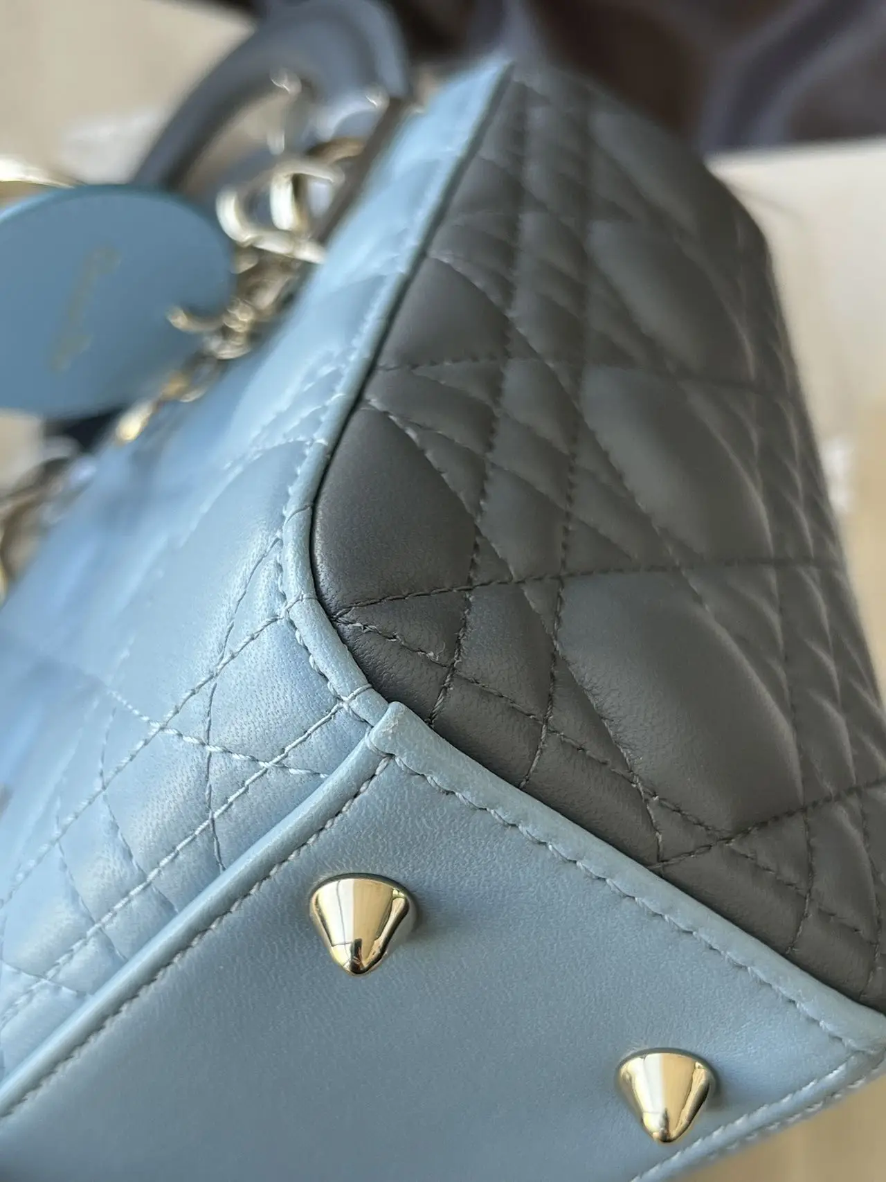 DIOR Small Lady Dior Bag Light Blue & Grey Lambskin DIOR Small Lady Dior Bag Light Blue & Grey Lambskin