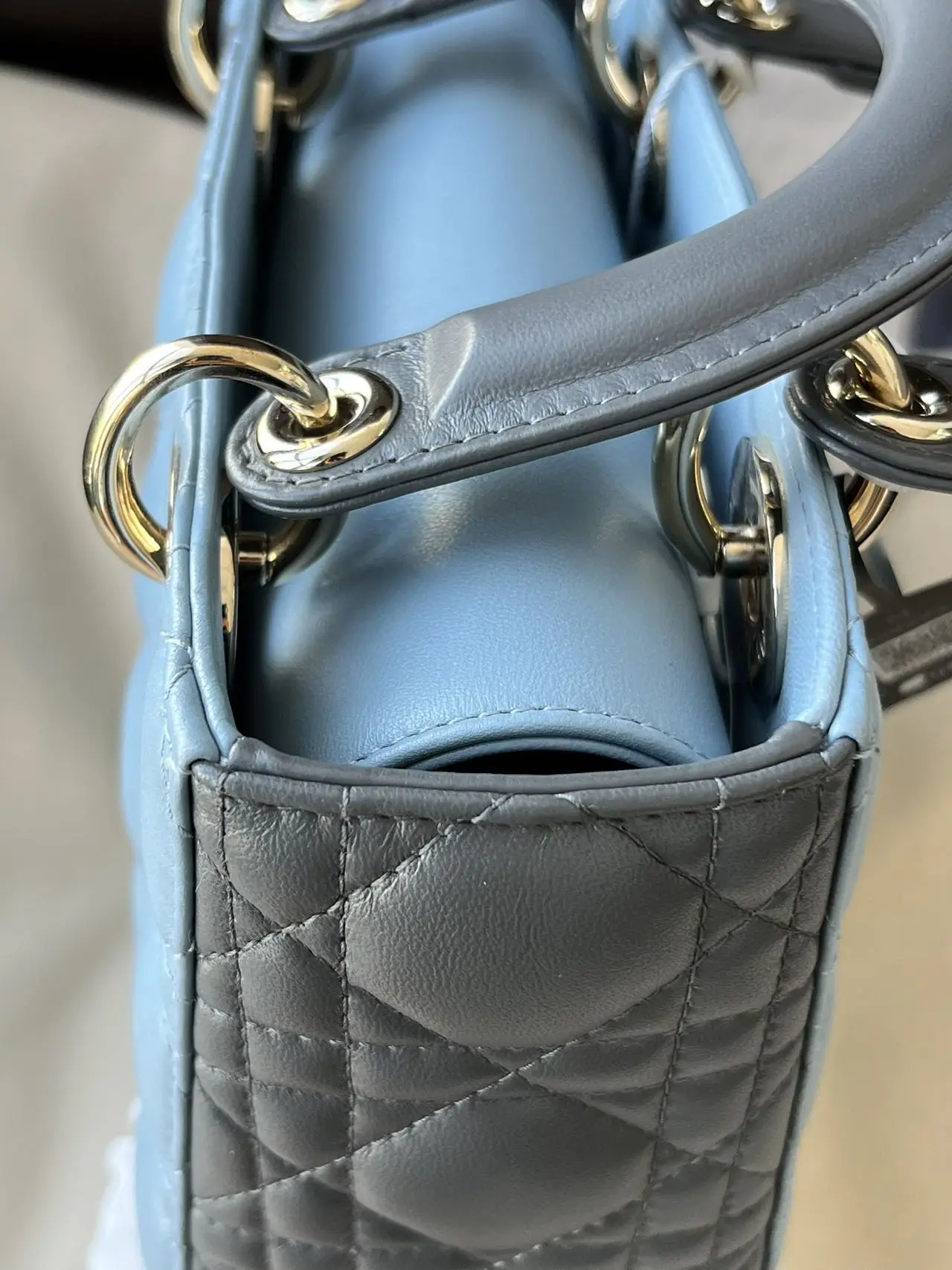 DIOR Small Lady Dior Bag Light Blue & Grey Lambskin DIOR Small Lady Dior Bag Light Blue & Grey Lambskin