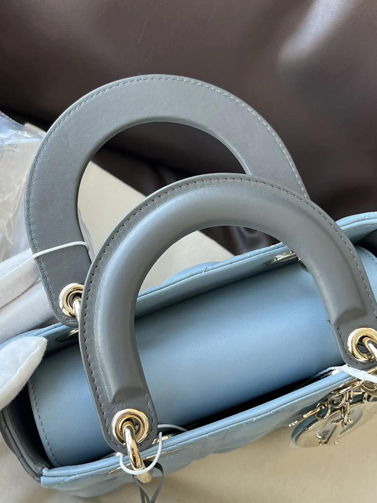 DIOR Small Lady Dior Bag Light Blue & Grey Lambskin DIOR Small Lady Dior Bag Light Blue & Grey Lambskin