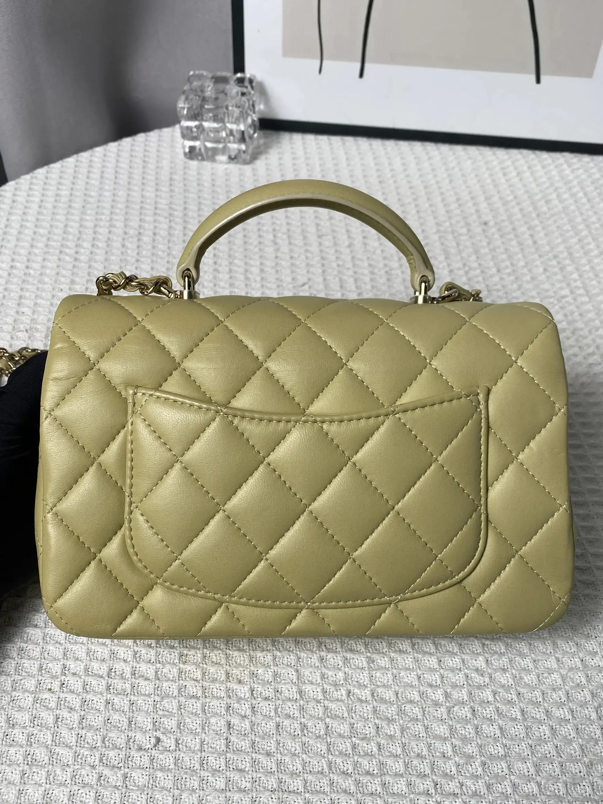 Chanel Mini Rectangular Classic Top Handle Flap Bag Yellow Lambskin Chanel Mini Rectangular Classic Top Handle Flap Bag Yellow Lambskin