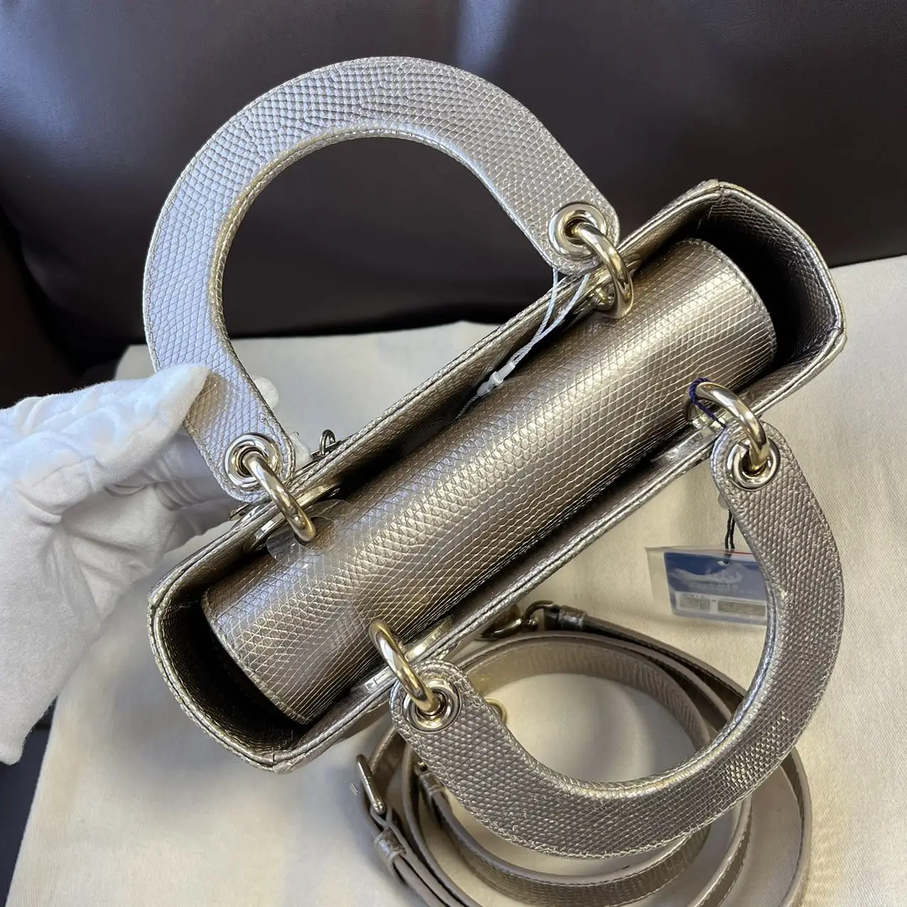 DIOR Small Lady Dior Bag Lizard Leather Gold DIOR Small Lady Dior Bag Lizard Leather Gold