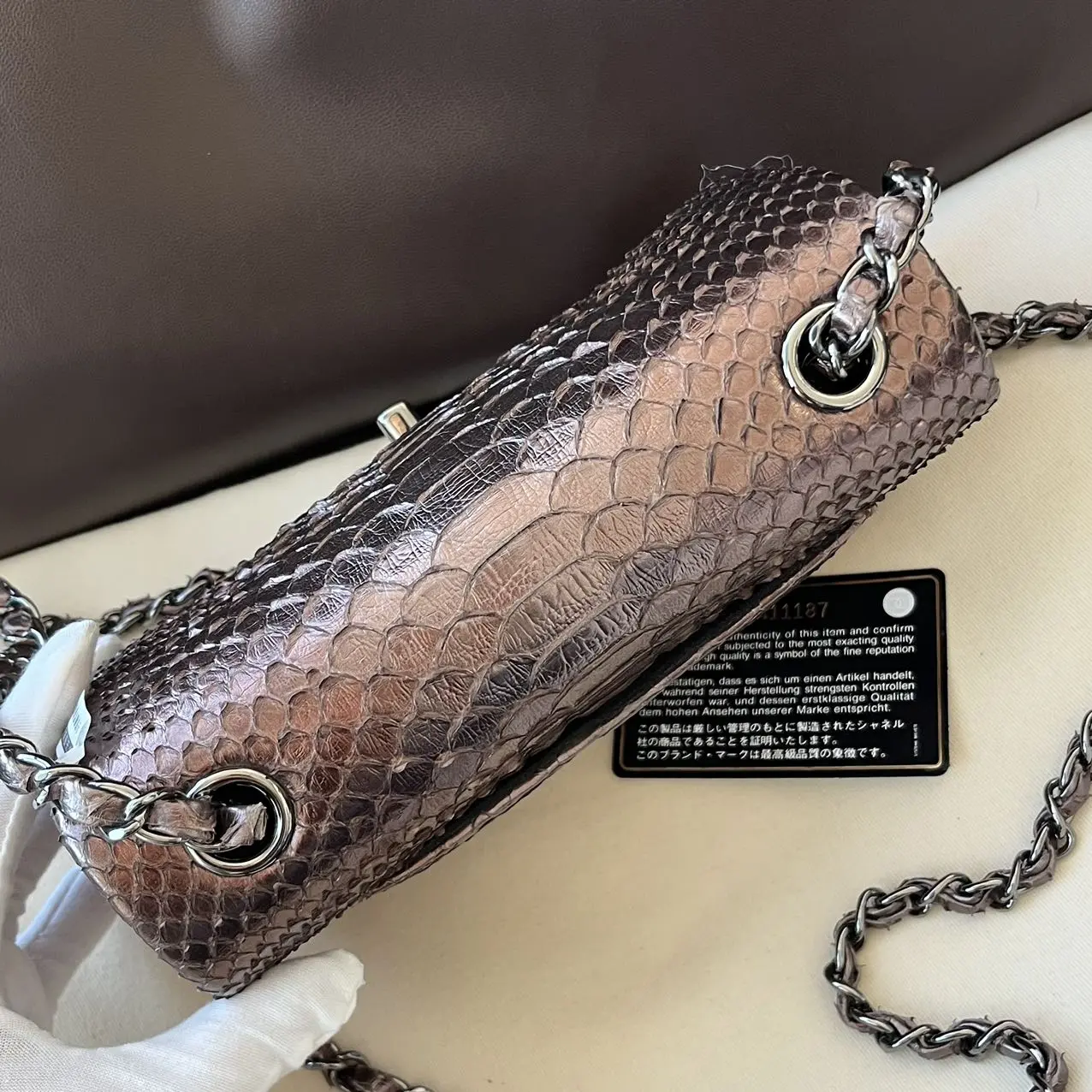 CHANEL Mini Rectangular Classic Flap Bag Python Leather Limited Version CHANEL Mini Rectangular Classic Flap Bag Python Leather Limited Version