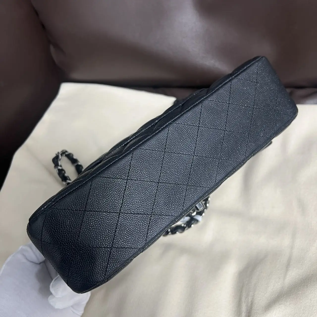 CHANEL Classic Flap Bag Black Medium Caviar Leather CHANEL Classic Flap Bag Black Medium Caviar Leather